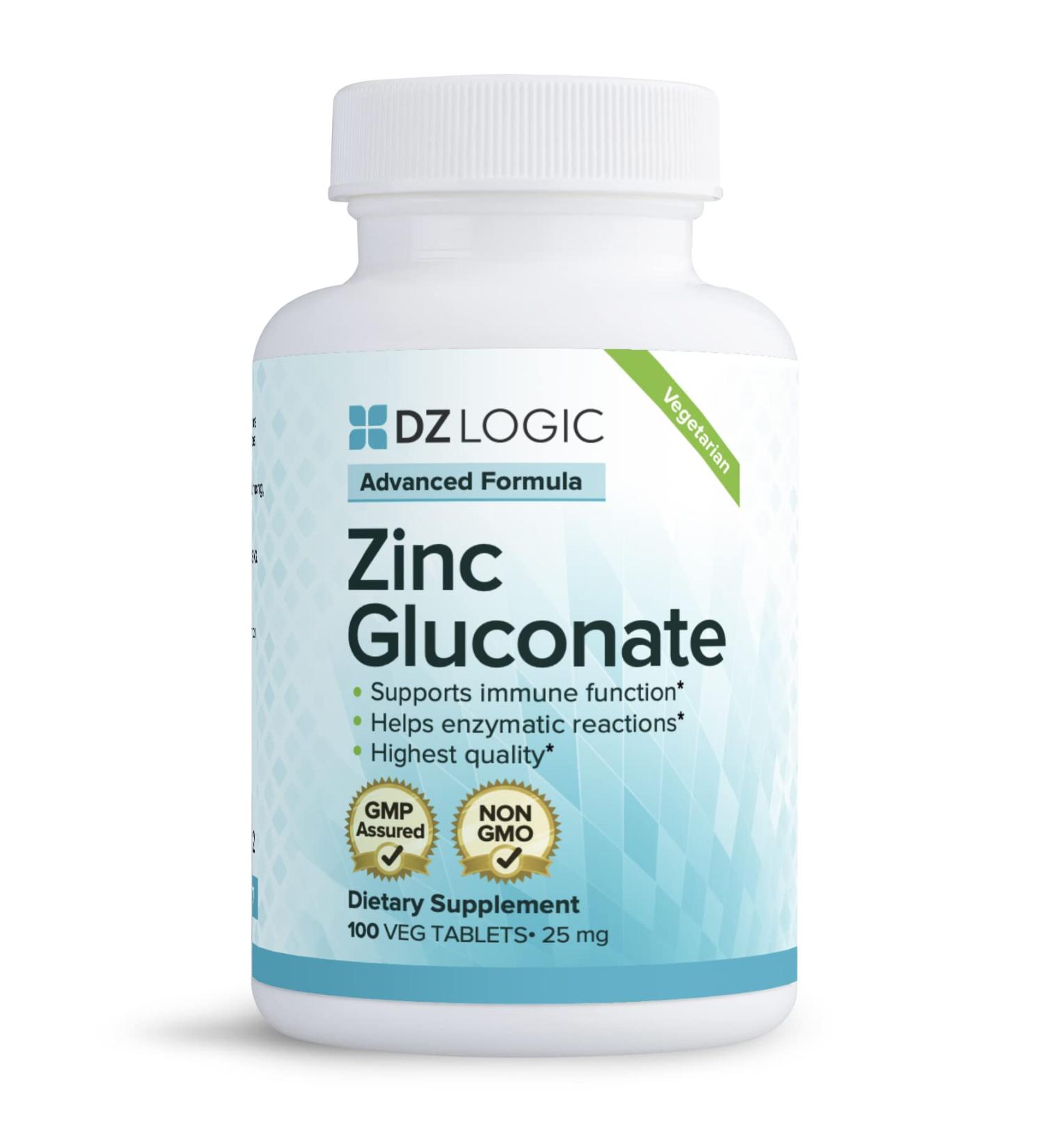 Dr. Dzugan's Advanced Zinc Gluconate Formula - 100 Tablets 25mg | Non-GMO, GMP Certified, Gluten-Free, Vegetarian - Supports Immune Function - Buy Online on GoSupps.com