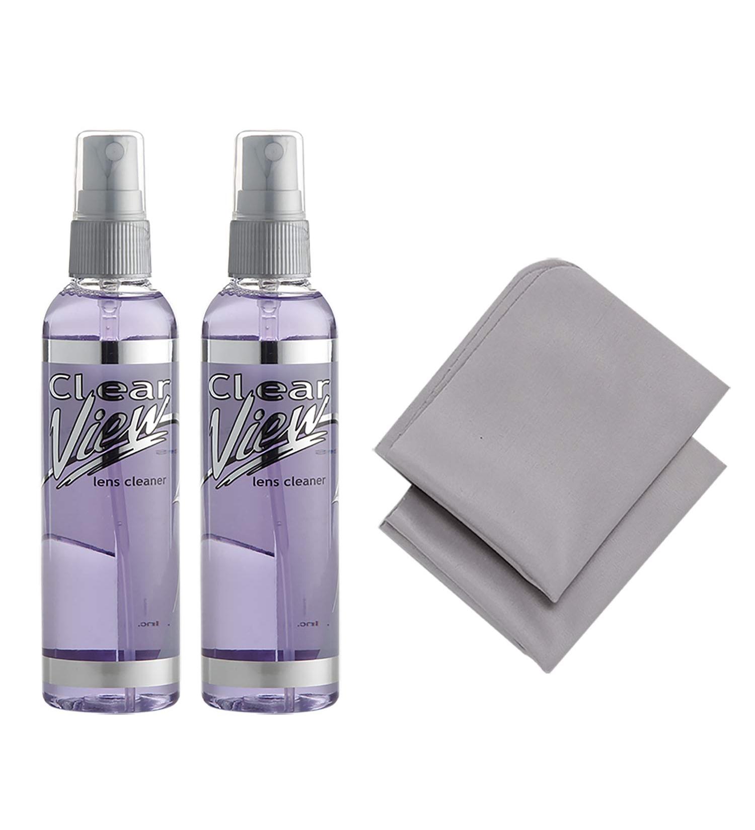 2-Pack Eyeglass Lens Cleaner Spray - Clear View Glasses Cleaning & Microfiber Cloth for Screens, Lenses, Sunglasses - 4oz - Buy Online on GoSupps.com