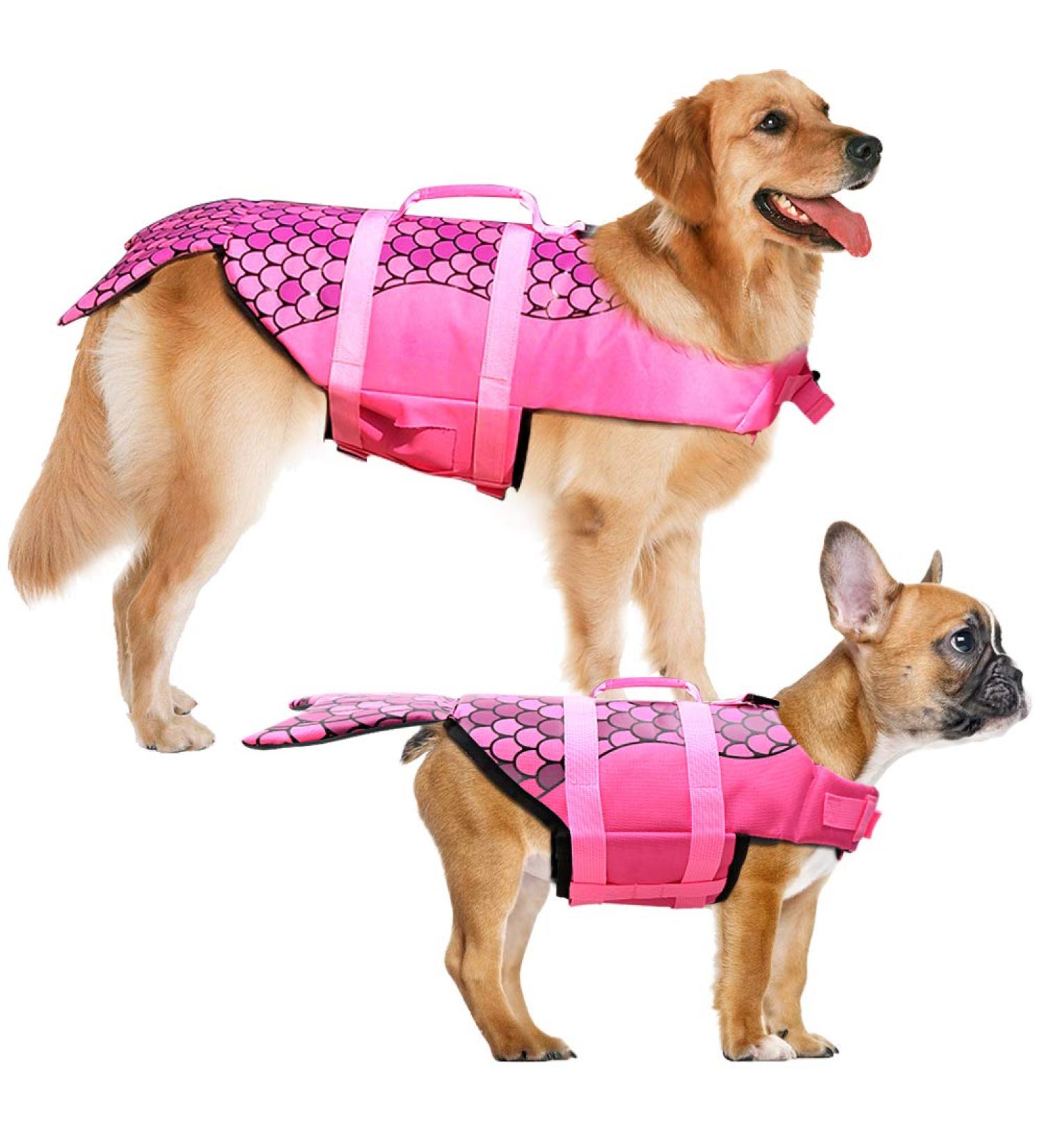 Mermaid Hot Pink Dog Life Jacket - Portable Vest for Small, Medium, Large Dogs - Buy Online on GoSupps.com