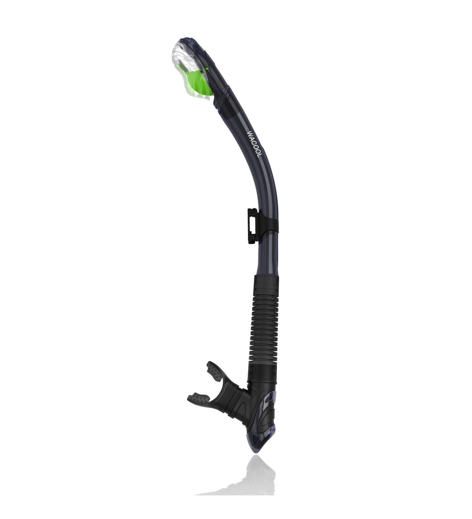 WACOOL Dry Top Snorkel with Comfortable Mouthpiece and One-Way Purge Valve - Ideal for Pool, Open Water, Scuba Diving, and Snorkeling - Black - Buy Online on GoSupps.com
