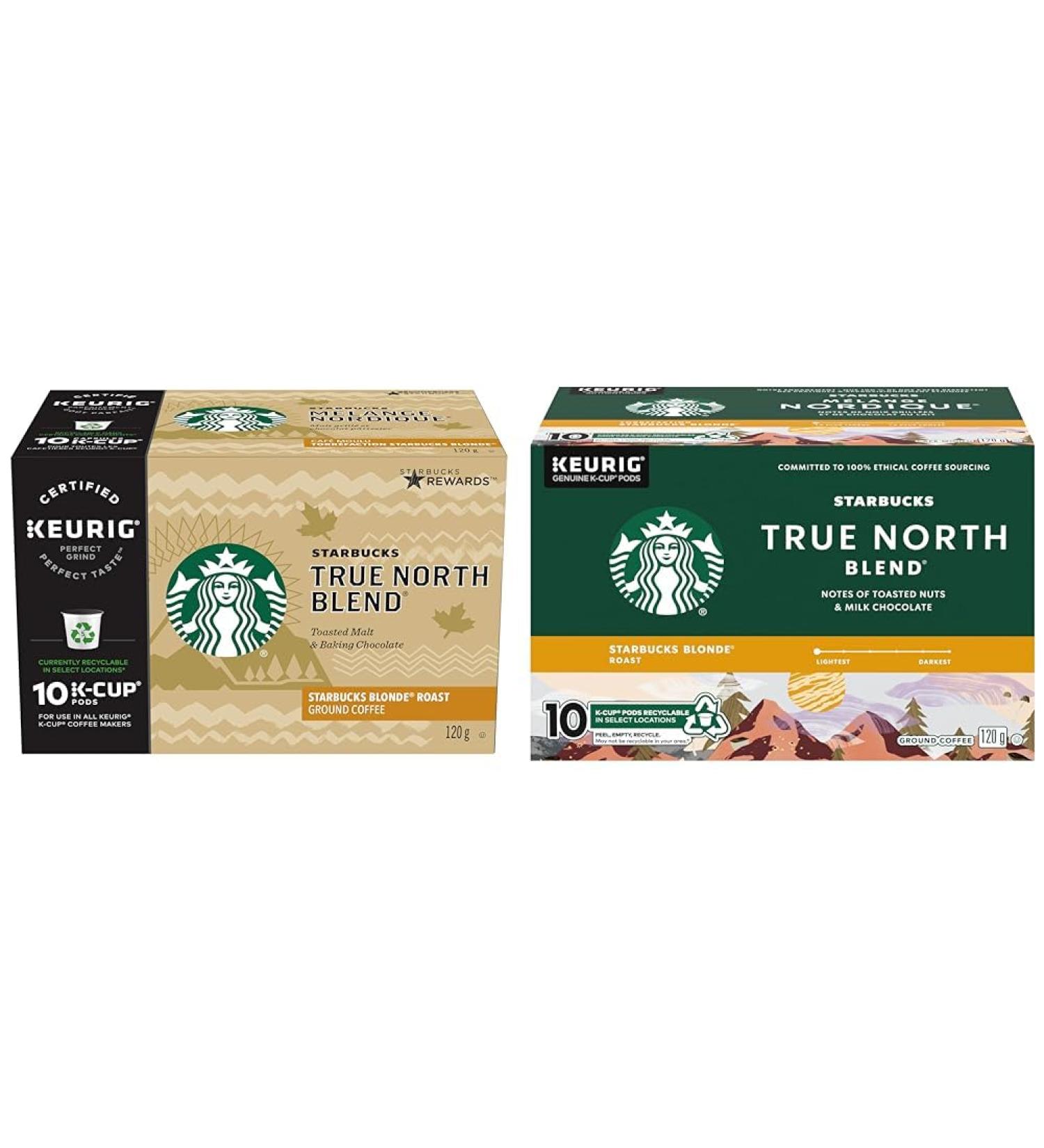Starbucks True North Blonde Light Roast Coffee Single Serve Keurig K-cup Pods 6 Boxes 60 Capsules & TRUE NORTH BLEND Blonde Roast Ground Coffee K-CUP Pods 10 ct Box - Buy Online on GoSupps.com