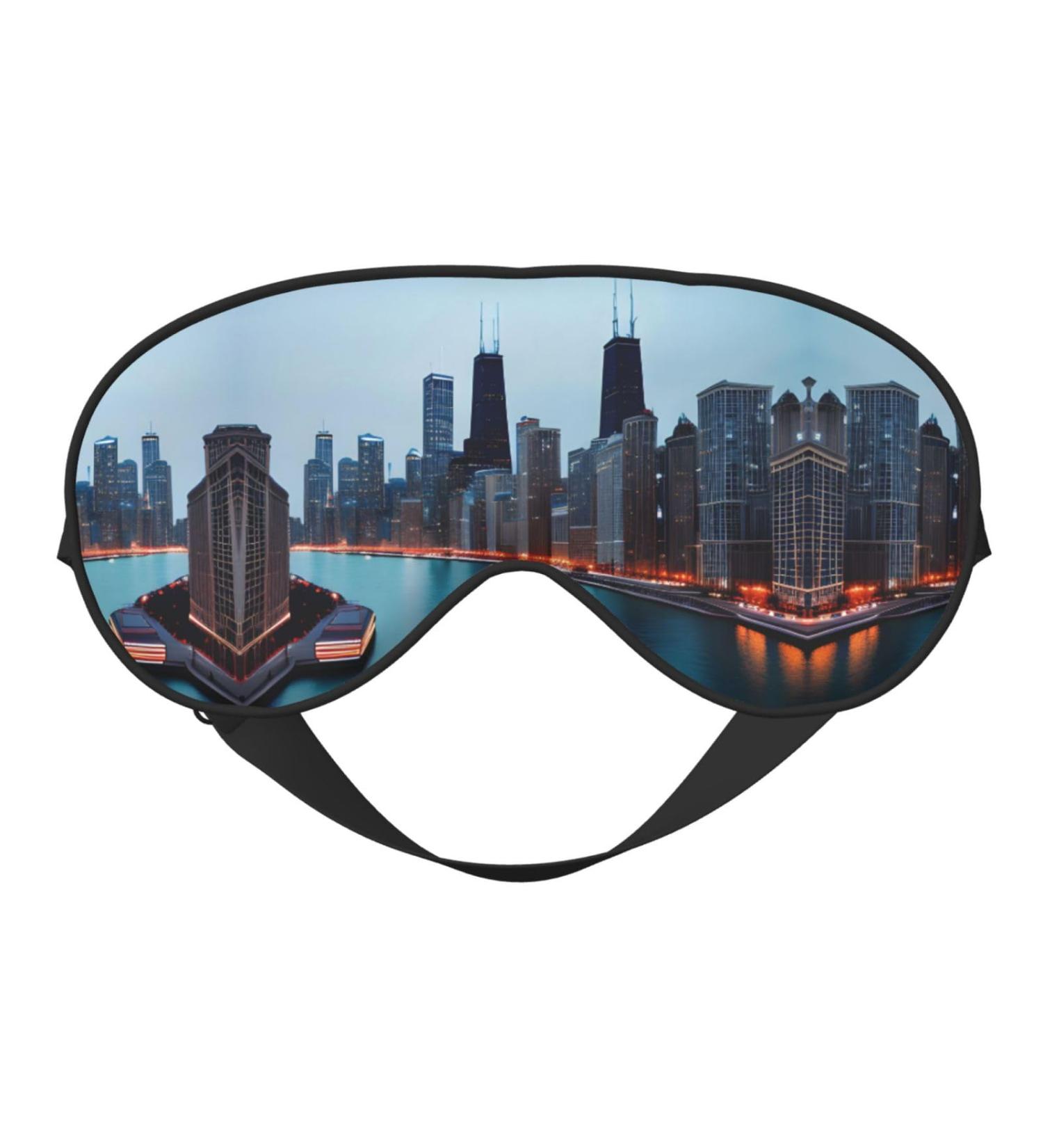 Chicago Print Unisex Eye Mask | Soft Light-Blocking Sleeping Mask for Comfort - Buy Online on GoSupps.com