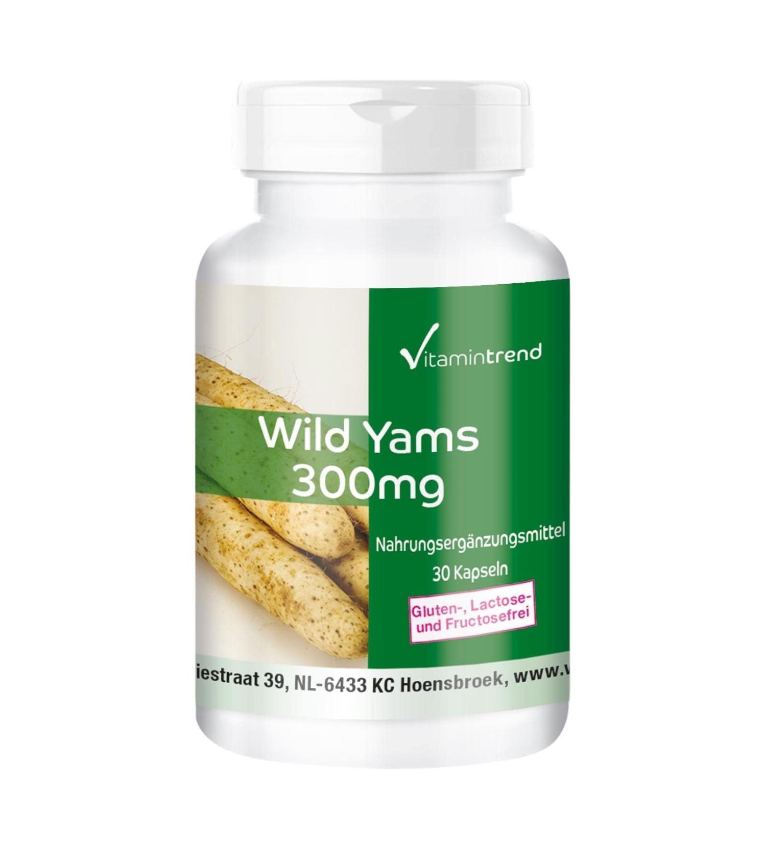 Vitamin trend Wild Yam Extract 300mg 30 capsules with vitamin C E betacarotene zinc and selenium yam extract standardized to 20 diosgenin high dosage vegan Vitamintrend - Buy Online on GoSupps.com