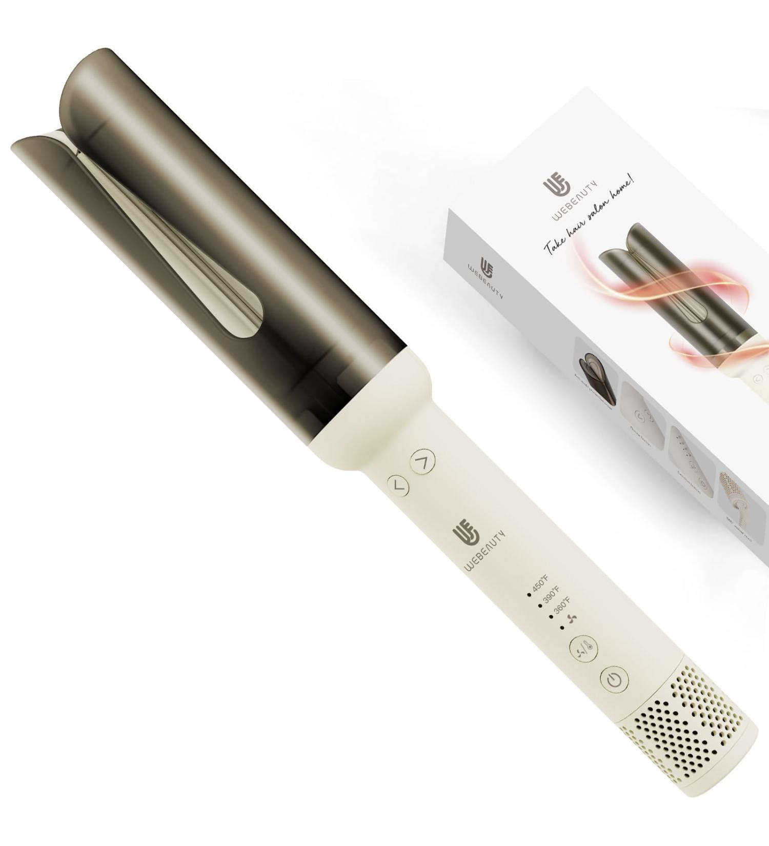 Rotating Curling Iron - Anti-Scald Automatic Curler 1.25 Inch | Adjustable Heat & Fast Heating | Safe Hair Styling Tool (White - Buy Online on GoSupps.com