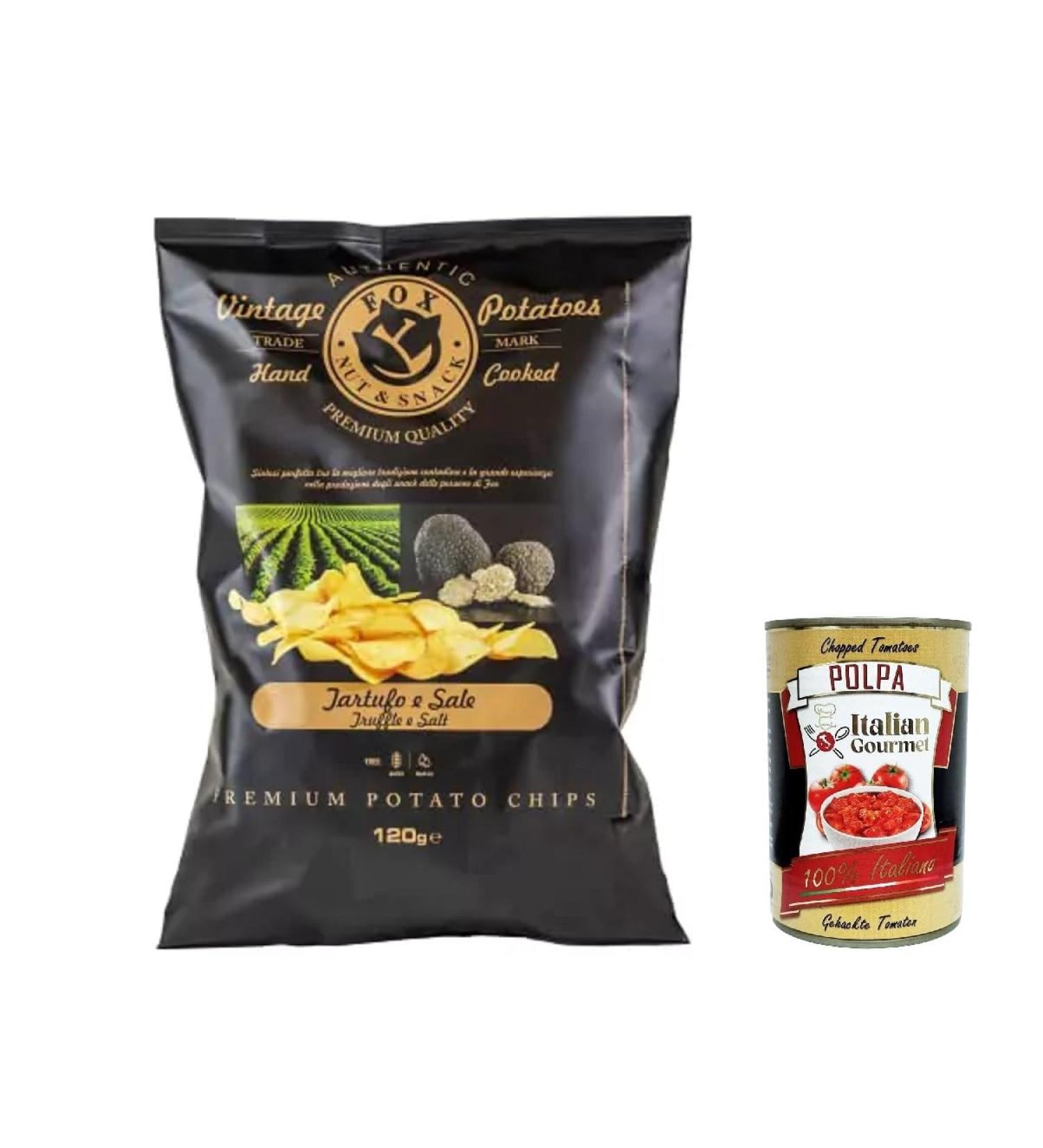  Italian Gourmet E.R. Fox Natural Quality Pack of 10 Premium Hand-Cooked Potato Chips 120g + Italian Gourmet Polpa 400g - Buy Online on GoSupps.com