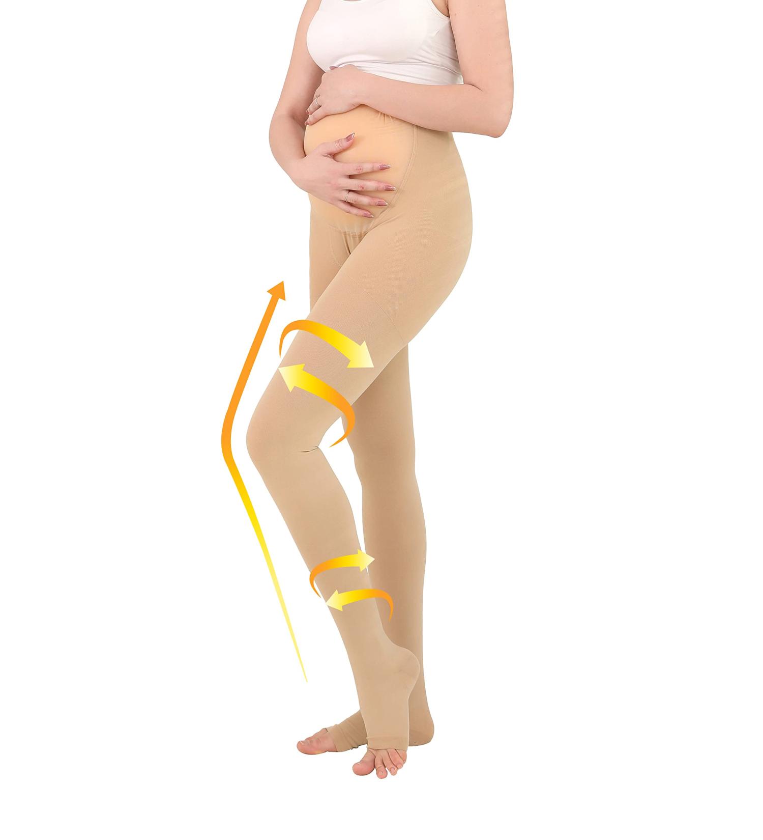 MGANG Compression Maternity Pantyhose - Opaque Pregnancy Tights 20-30 mmHg Support for Swelling & Varicose Veins Open Toe Circulation Stockings for Women Beige XXL - Buy Online on GoSupps.com