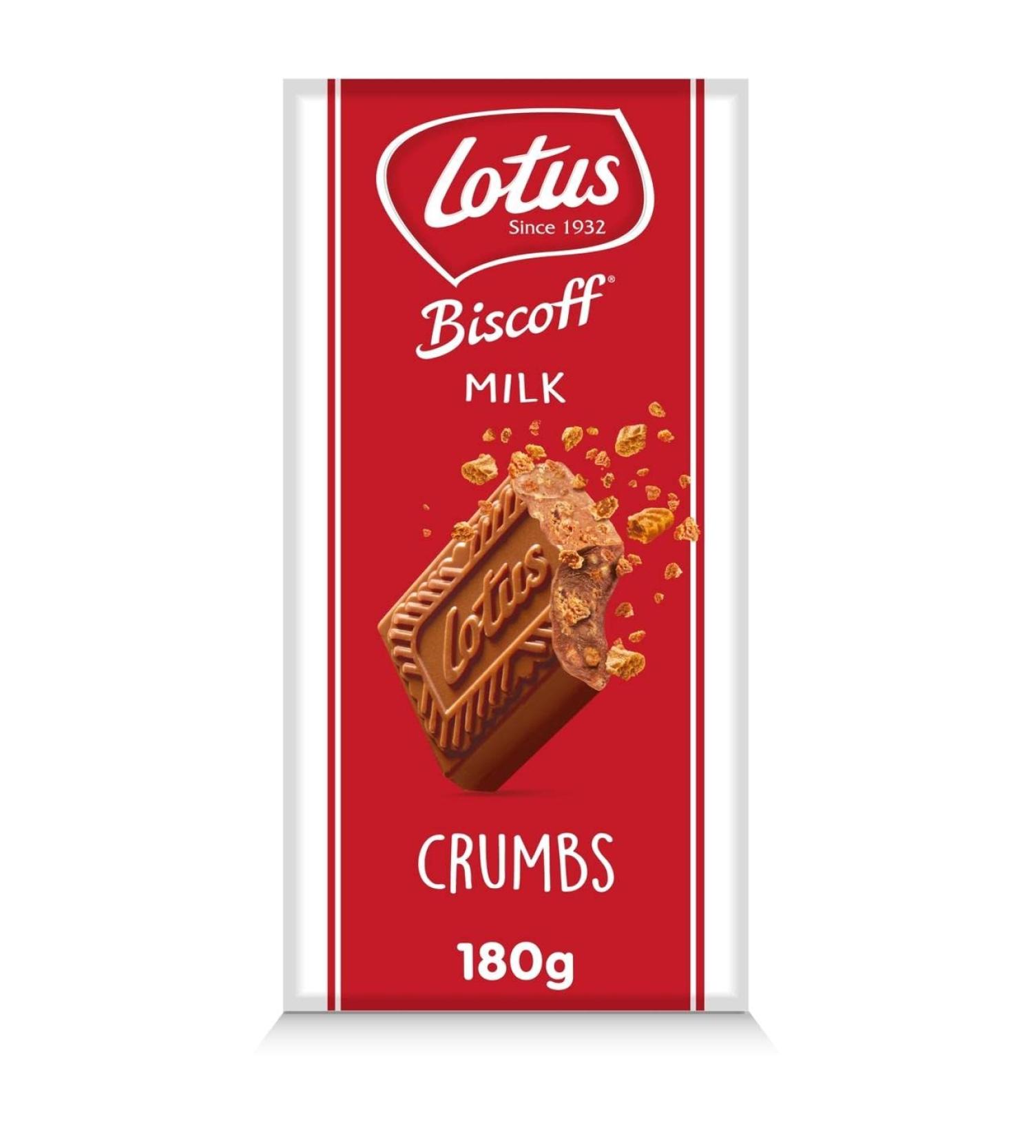 Lotus Milk Chocolate Bar with Biscoff Crumbs 180g