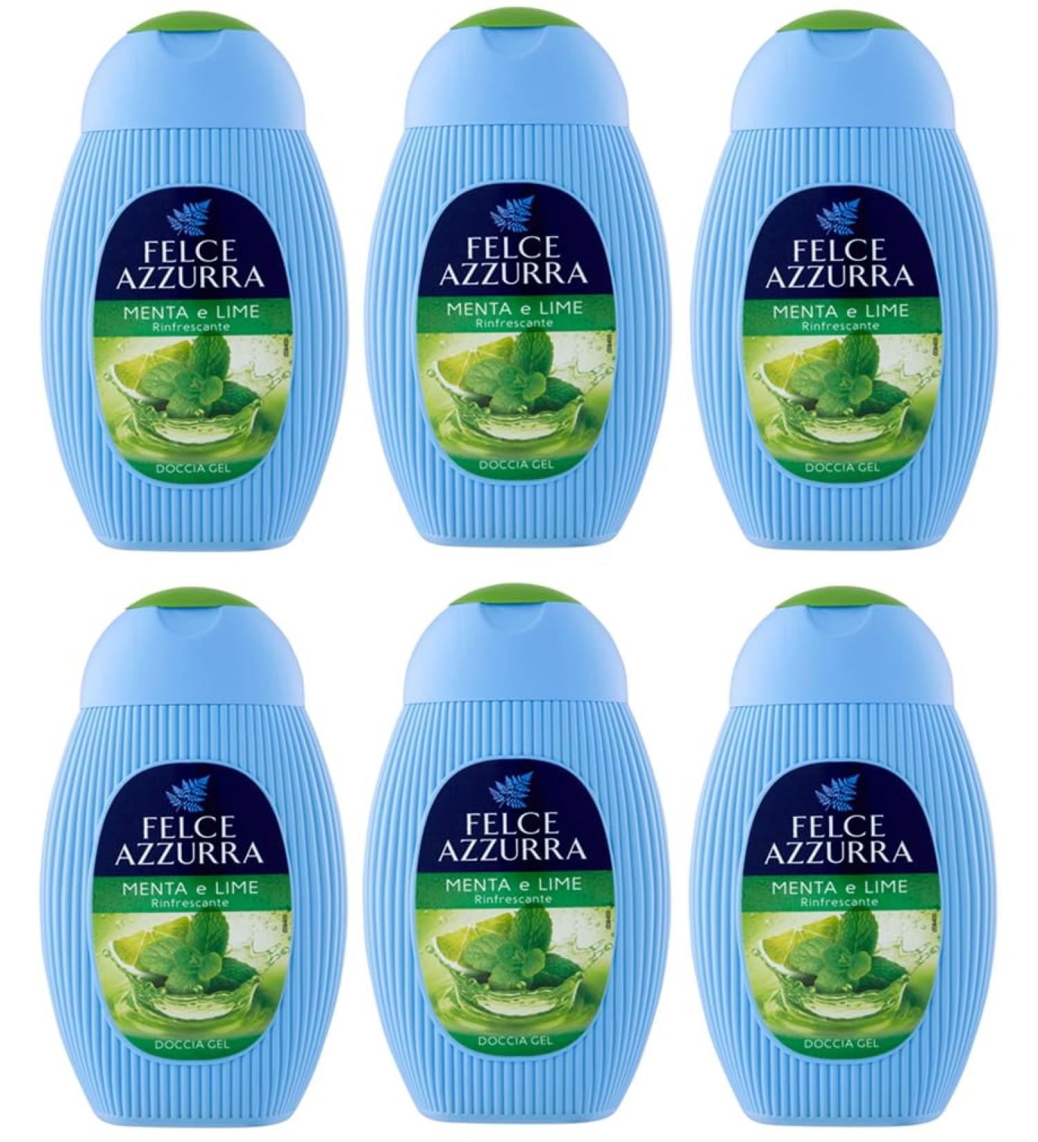  Felce Azzurra 6 x Blue Fern Mint & Lime Refreshing Shower Gel - Shower Gel 250ml - Buy Online on GoSupps.com