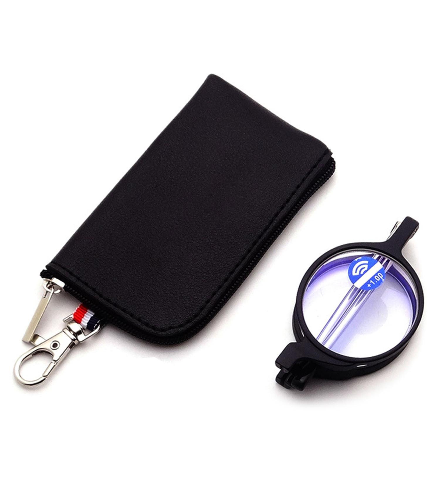Lanomi Mini Reading Glasses - Blue Light Filter Compact & Foldable Aid for Men & Women - Small Glasses with Black Pocket Etui (2.0x) - Buy Online on GoSupps.com