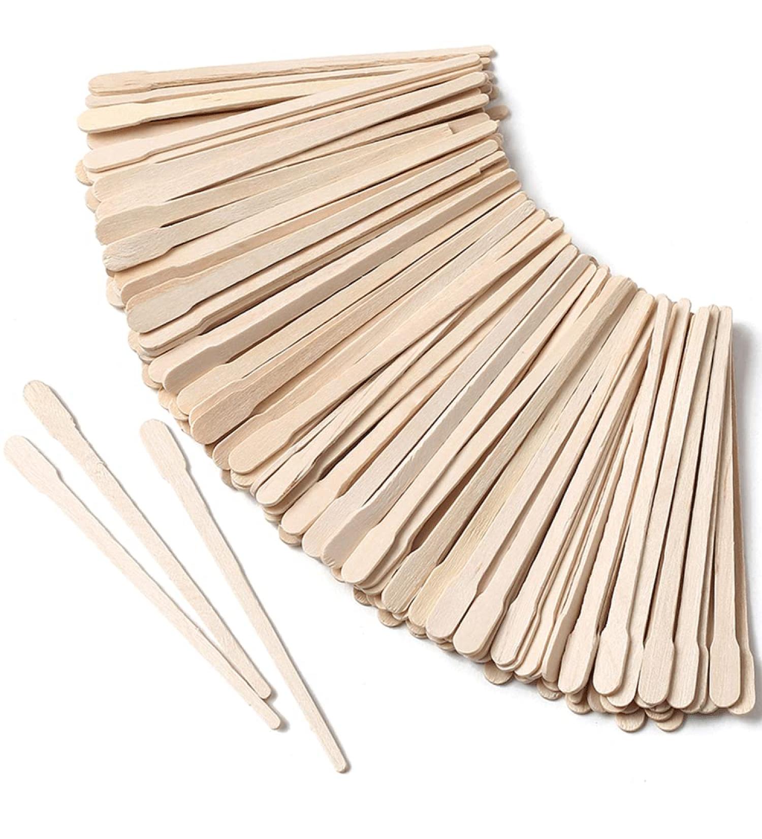 200Pcs HOOMBOOM Wooden Wax Sticks - Small Waxing Applicator Spatulas for Hair Removal - Ideal for Eyebrow, Lip, Nose - Smooth Skin - Spa and Home Use - 1 Pack - Buy Online on GoSupps.com