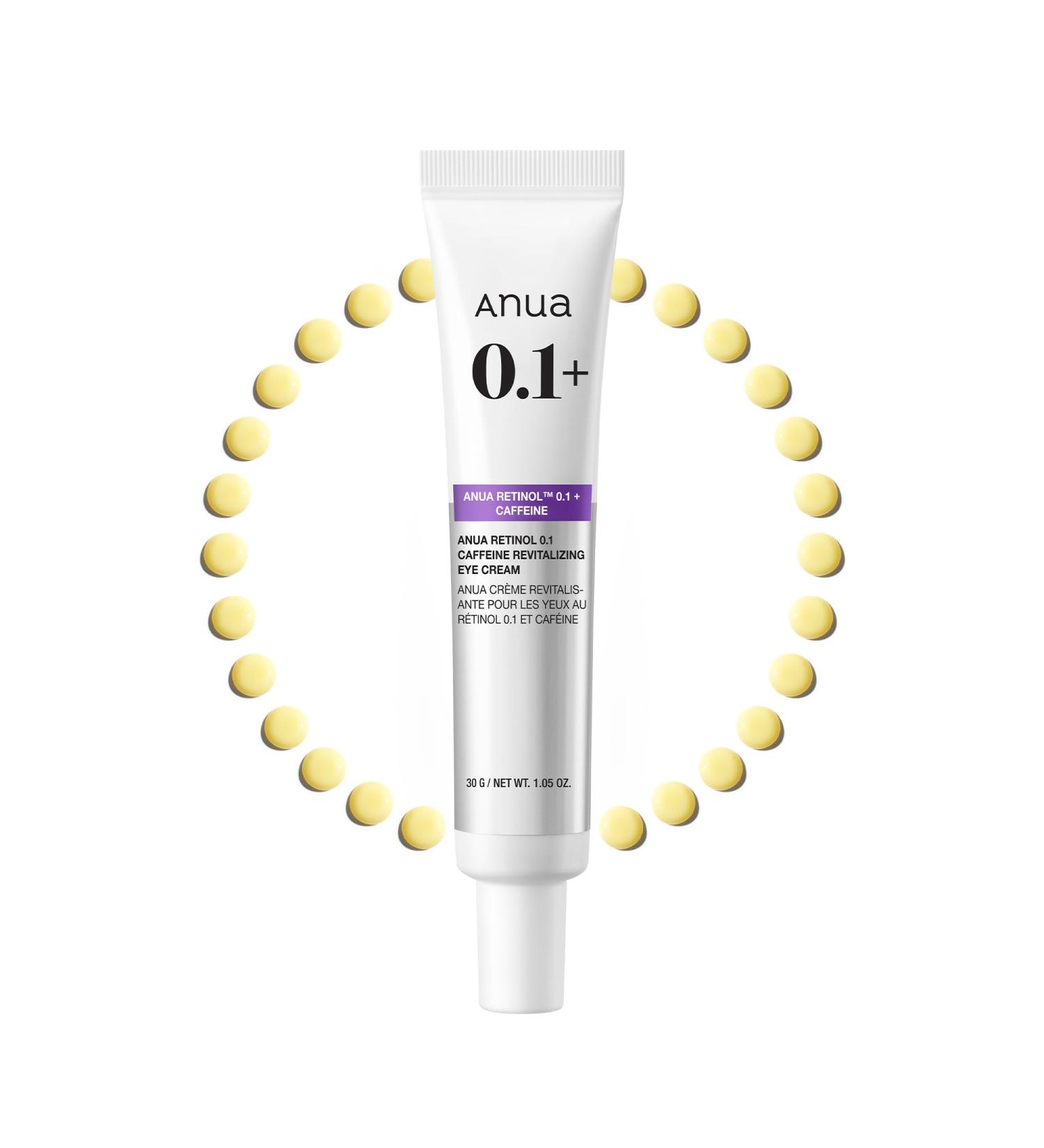 ANUA Retinol 0.1 Caffeine Revitalizing Eye Cream Under Eye Cream For Hydration Glow Up Eye Contour Niacinamide Retinol For Face Night Cream For Eye Care Korean Skin Care (30g/1.05oz) - Buy Online on GoSupps.com