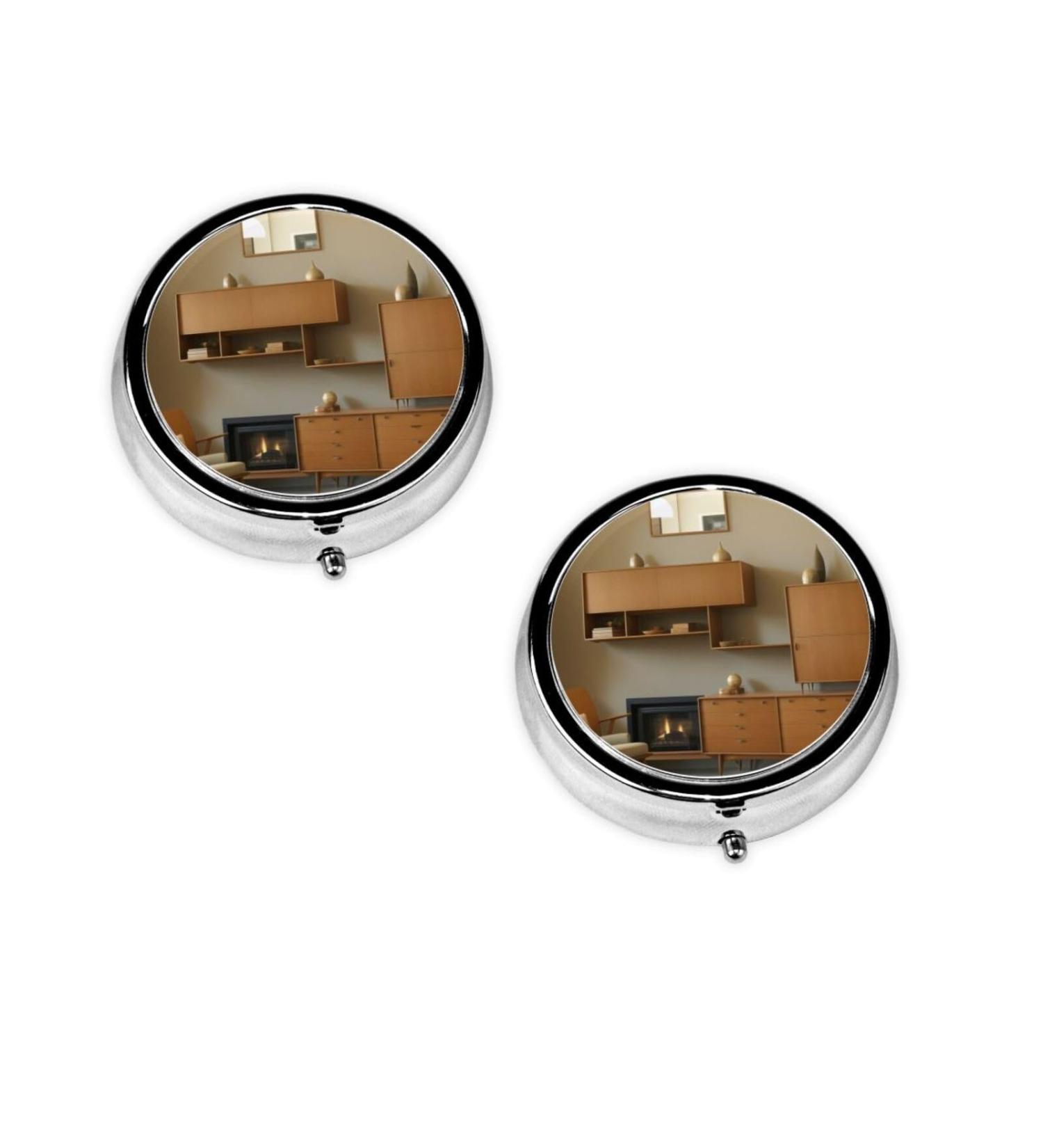 Buy Print Home Cabinet Mini Round Pill Box - 3 Compartment Travel Organizer for Medicine & Pocket Use - Buy Online on GoSupps.com