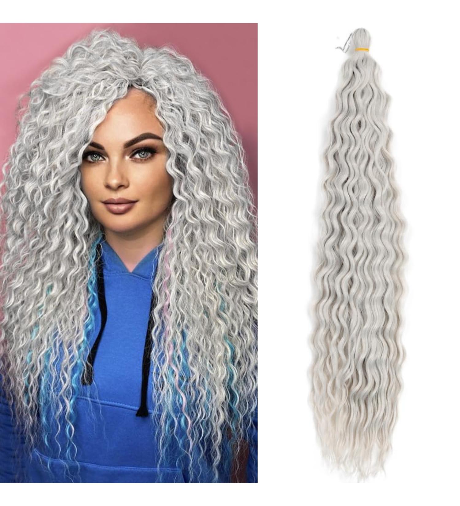 26-Inch Deep Twist Crochet Hair - Ombre Kinky Curl Braided Extensions - Silver/Gray 3 Pack - Buy Online on GoSupps.com