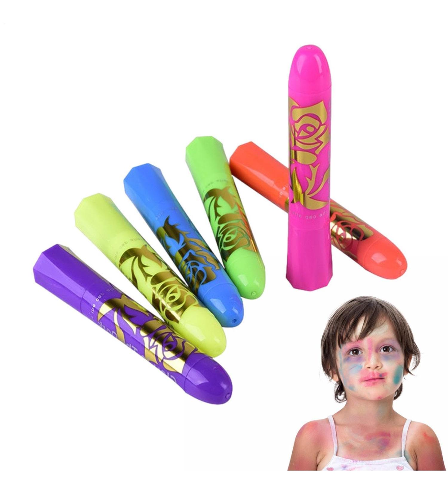 Glow in the Dark Skin Paint | Black Light Sticks | Washable Pencil Sticks for Masquerade Makeup Halloween Birthday Outdoor Club Party for Adults and Kids - Buy Online on GoSupps.com