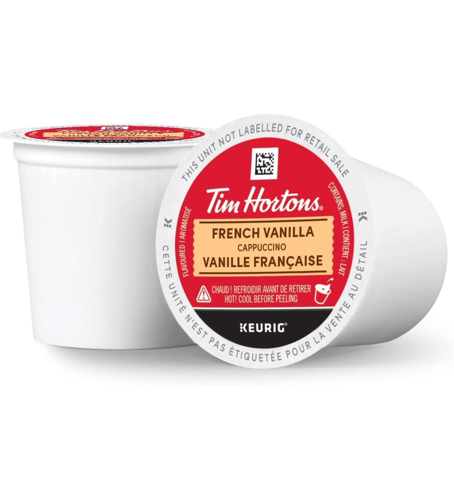 Tim Hortons French Vanilla Cappuccino Flavoured Coffee Single Serve Keurig K-Cup Pods 96 Count - Buy Online on GoSupps.com
