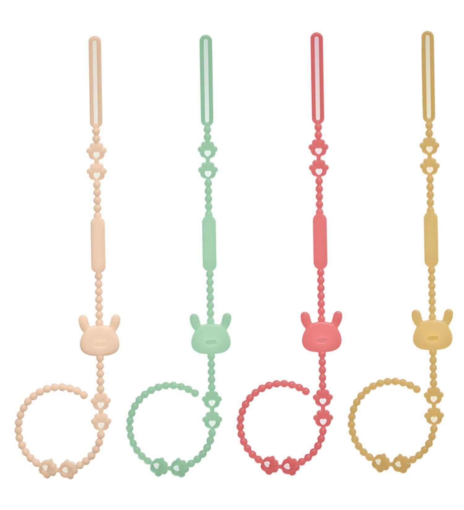4pcs Adjustable Silicone Baby Dummy Clips - Non-Slip Pacifier & Teething Toy Chains - Buy Online on GoSupps.com