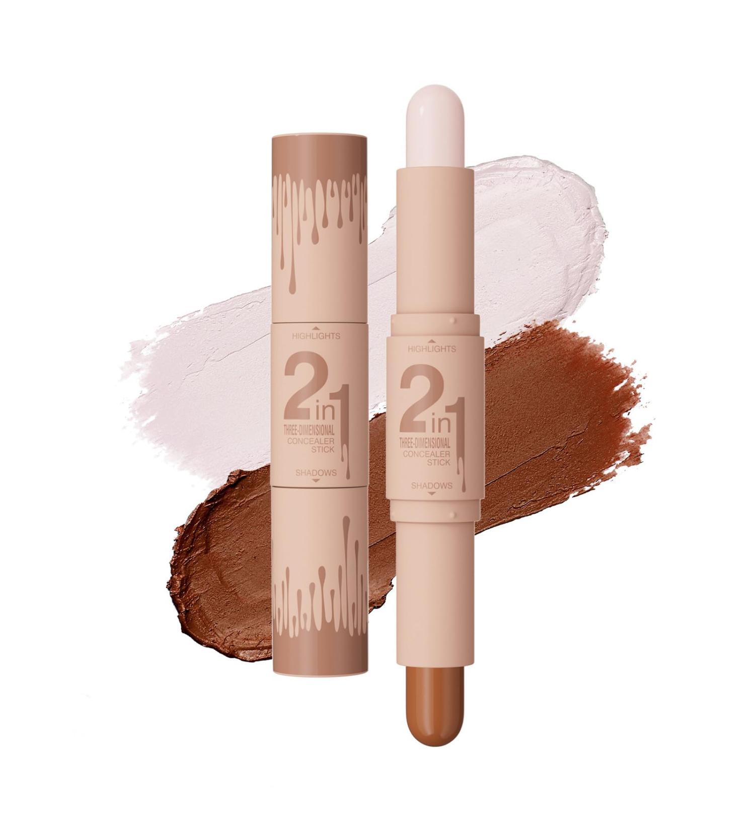 2in1 Highlights and Contour Sticks Highlight & Contour Bronzer Contour Stick cool tone contour Long Lasting & Waterproof Contour Sticks Kit For Light Skin Face Makeup (Light Beige + Light Brown) - Buy Online on GoSupps.com