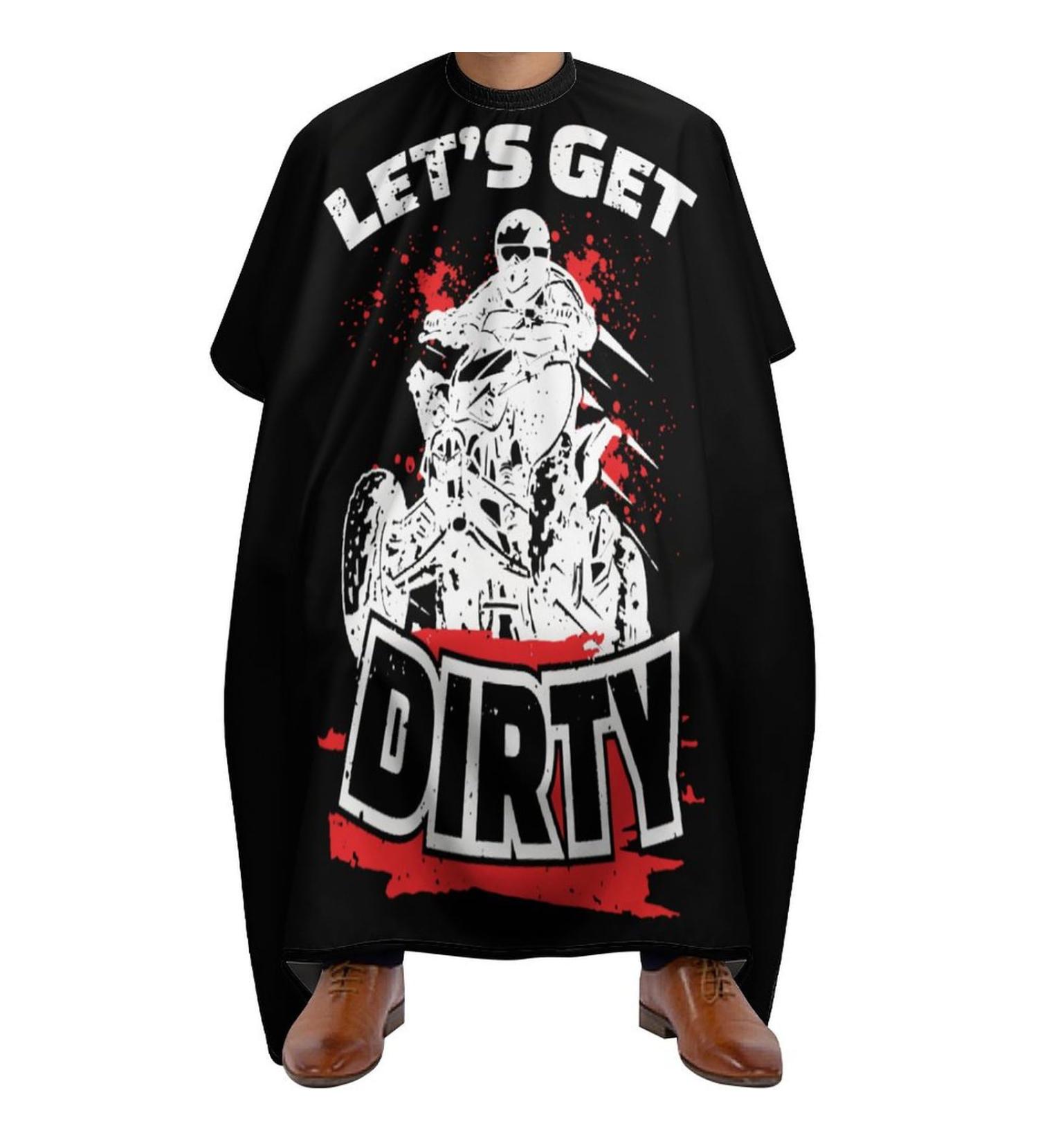 Motorcross Let's Get Dirty Professional Hair Cutting Cape Apron | Salon Barber Hairdressing Apron with Snap Closure - International Shipping Available - Buy Online on GoSupps.com