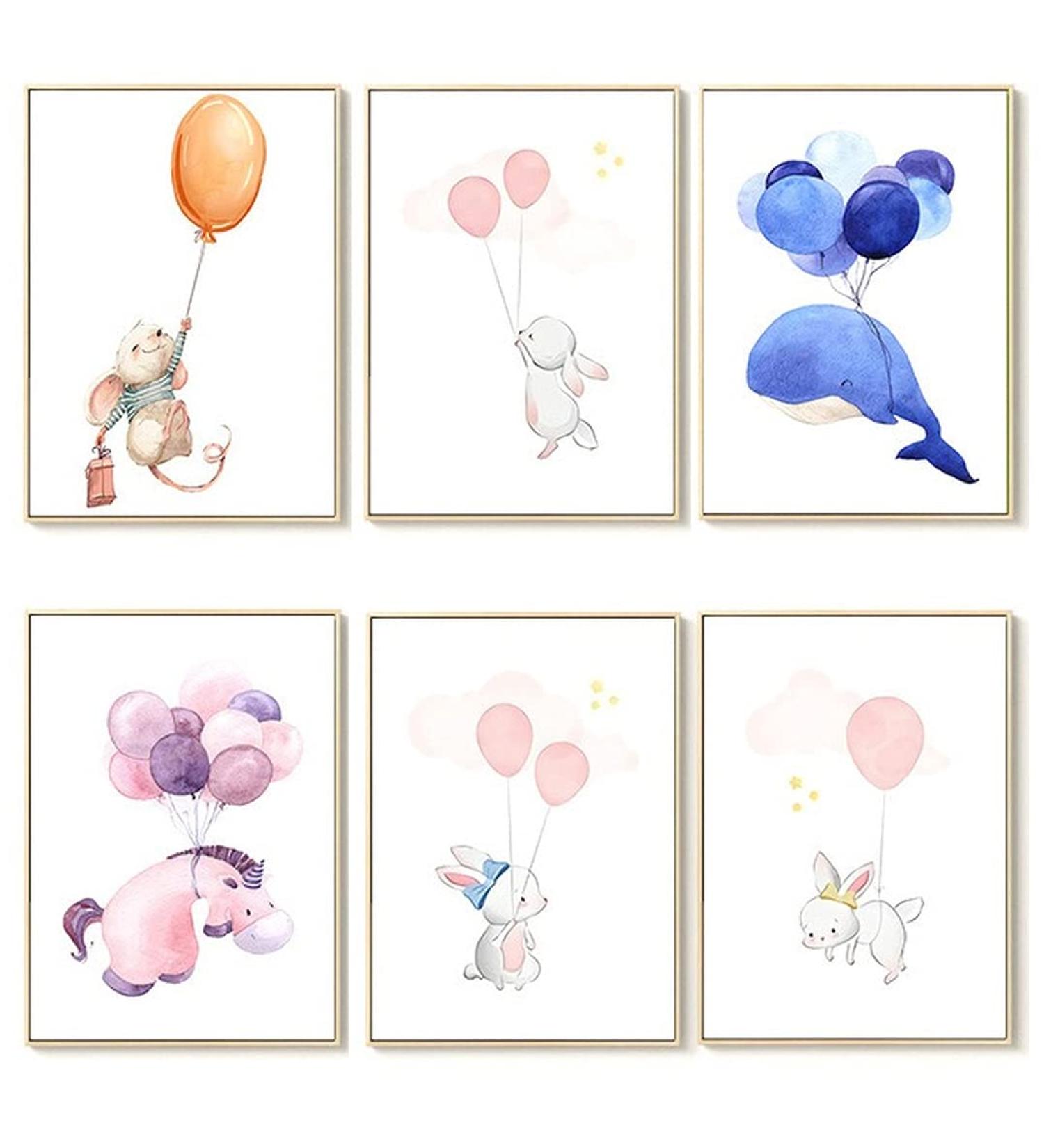 Lulupila Pictures Nursery Decor Set - Animal Motifs Forest Animals Poster for Baby Room - A4 Children's Decor - Set of 6 - Buy Online on GoSupps.com