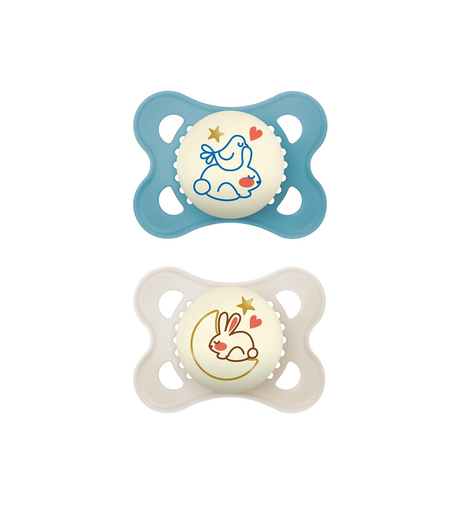 MAM Night Pacifiers 0-6 Months - Glow in the Dark, 2 Count - Ideal for Breastfed Baby Boys - Buy Online on GoSupps.com