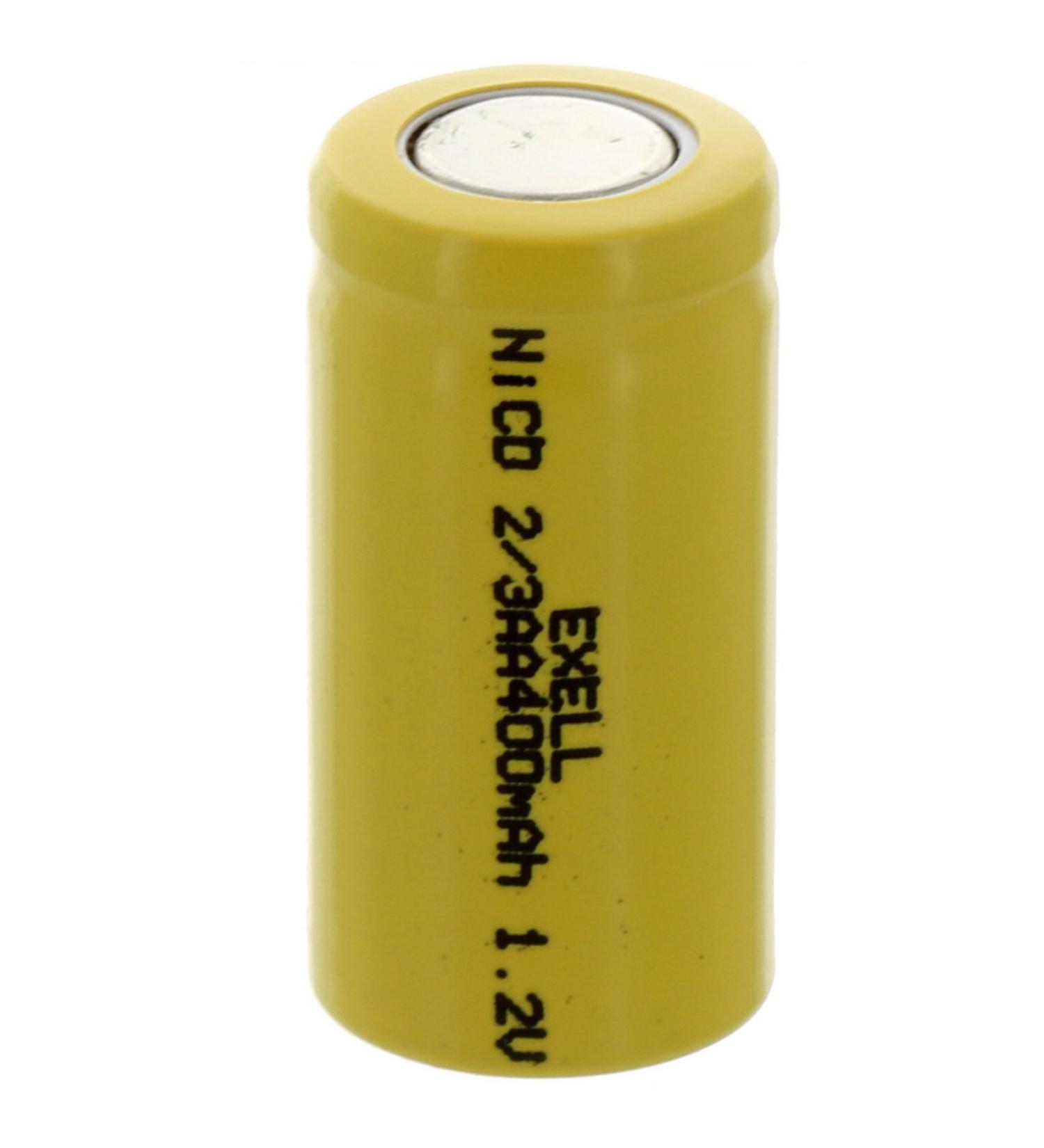 Exell 1.2-Volt Nickel-Cadmium Rechargeable Flat-Top Battery 2/3 AA 400 mAh Battery Replacement for Data Loggers electric mopeds meters radios RC devices electric tools