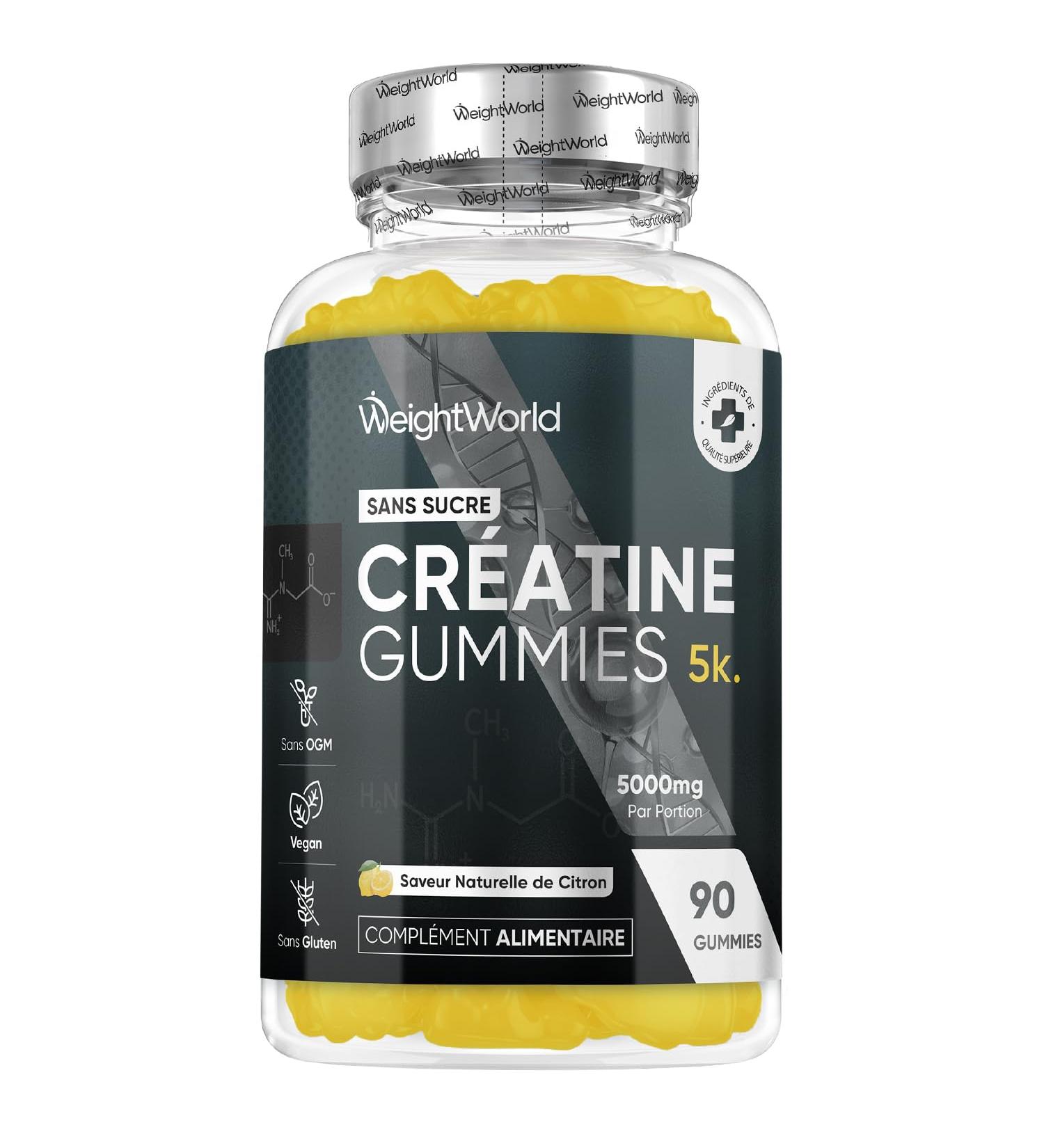 Creatine Gummies 5000mg Vegan sans Sucre - selon l'EFSA la cr atine augmente les performances physiques lors d'exercices successifs de courte dur e et de haute intensit - Saveur Citron - Buy Online on GoSupps.com