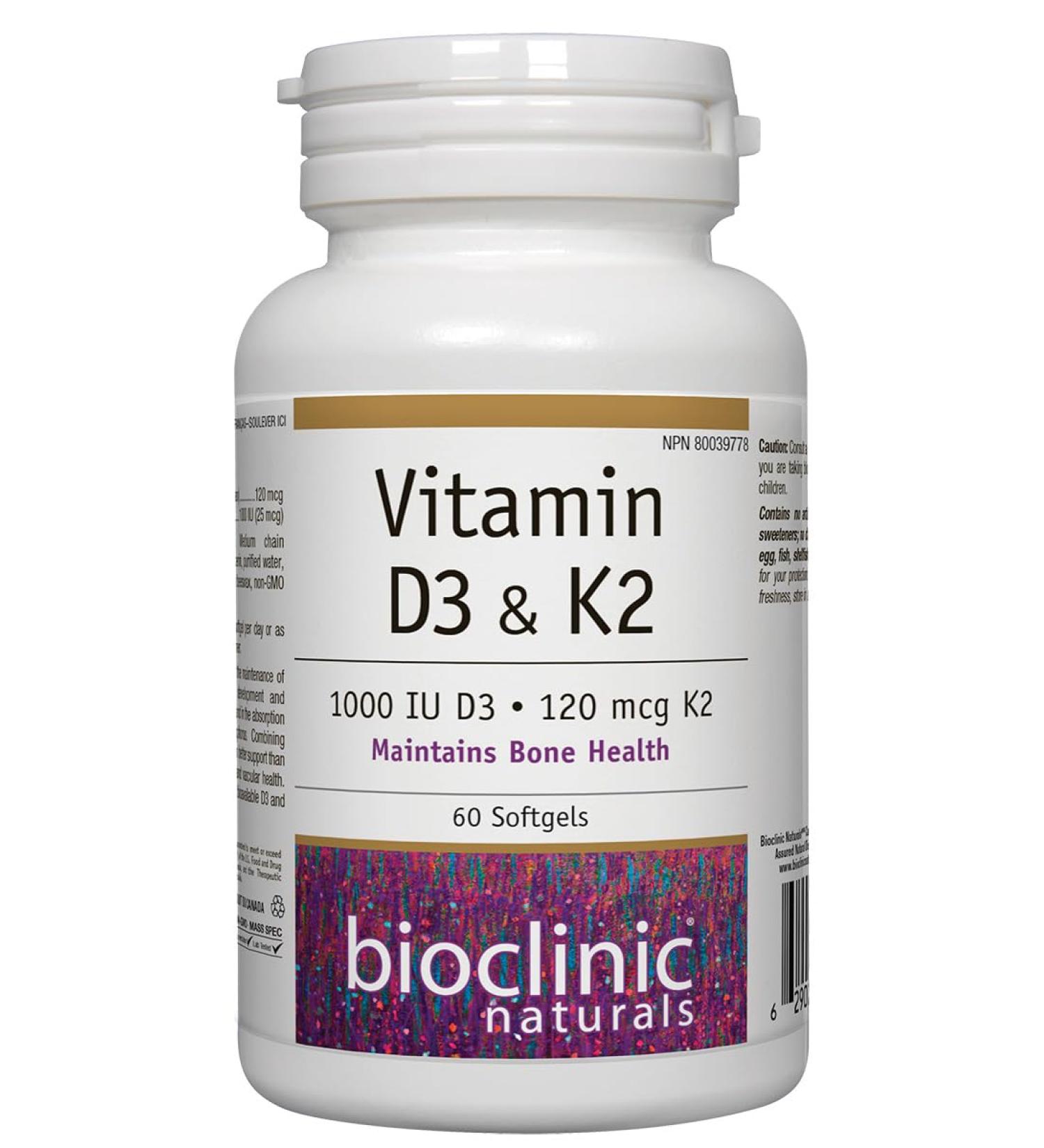 Bioclinic Naturals Vitamin D3 & K2 60 Gels - Buy Online on GoSupps.com