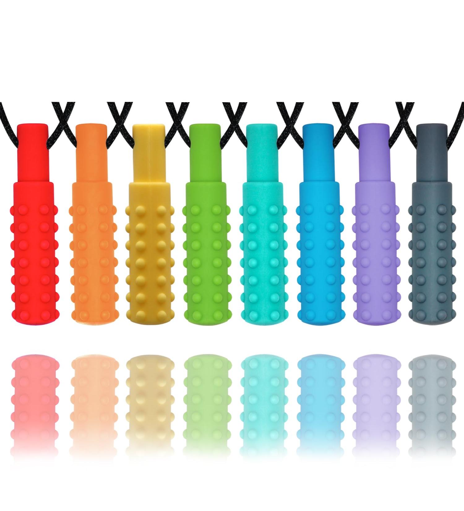Sensory Chew Necklaces for Boys and Girls Chew Necklace for Sensory Kids with Autism - Multi Color - Pack Of 8 - Buy Online on GoSupps.com