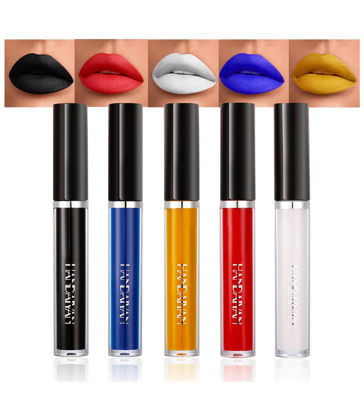 GL-Turelifes Matte Lip Gloss Kit - 4 Pcs Waterproof Liquid Lipstick Set for Cosplay & Halloween - Non-Stick Non-Fading White Black Red Purple - Buy Online on GoSupps.com