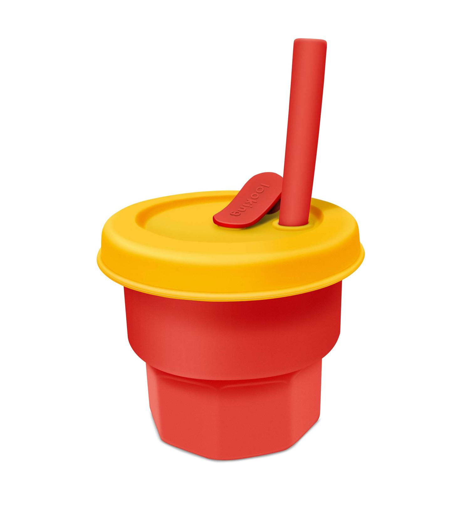 Farship Lifestyle Kids Cup with Straw and Lid - Reusable 12oz Silicone Mug for Teens - Spill-proof, Shatter-proof, BPA Free - Dishwasher Safe Tumbler for Children - Orange & Red 11oz - Buy Online on GoSupps.com