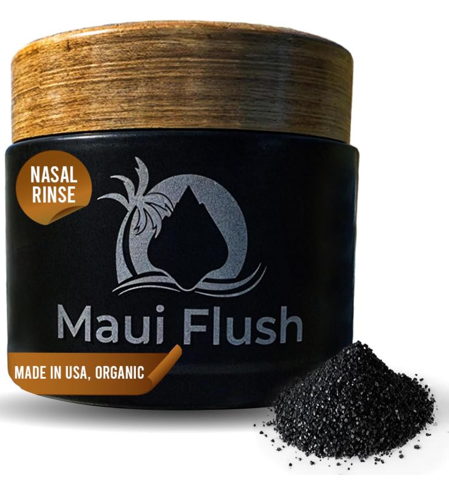 Maui Flush - Black Hawaiin Gormet Sea Salt Nasal Rinse for Neti Pot. Essential oils: Tea Tree Eucalyptus Orange Peppermint Lemongrass Rosemary Lavender Frankincense Xylitol - Buy Online on GoSupps.com