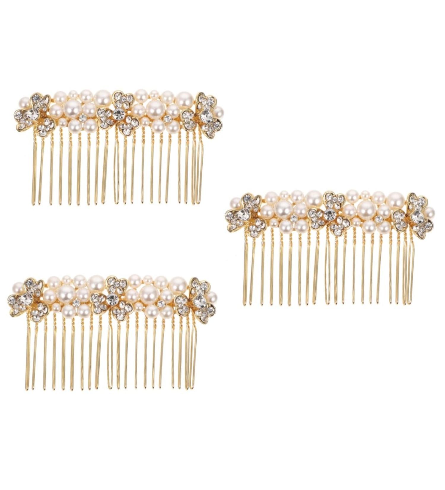 Beaupretty Pearl Headpiece alloy rhinestone hair bride rhinestone hair bride hair golden hair headpiece hair side pearl rhinestones crystal Rhinestone Hair Accessories - Buy Online on GoSupps.com