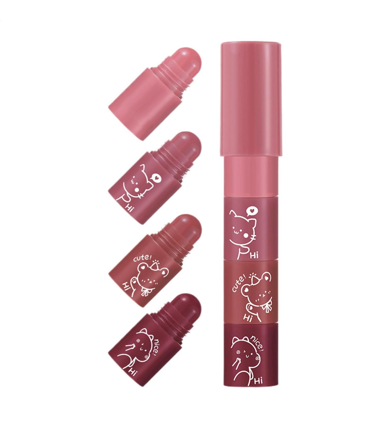 4in1 Lipstick Matte Lip Gloss Makeup Set Long Lasting Lip Gloss for Women Waterproof Lipstick Set Light Lipstick Set - Buy Online on GoSupps.com