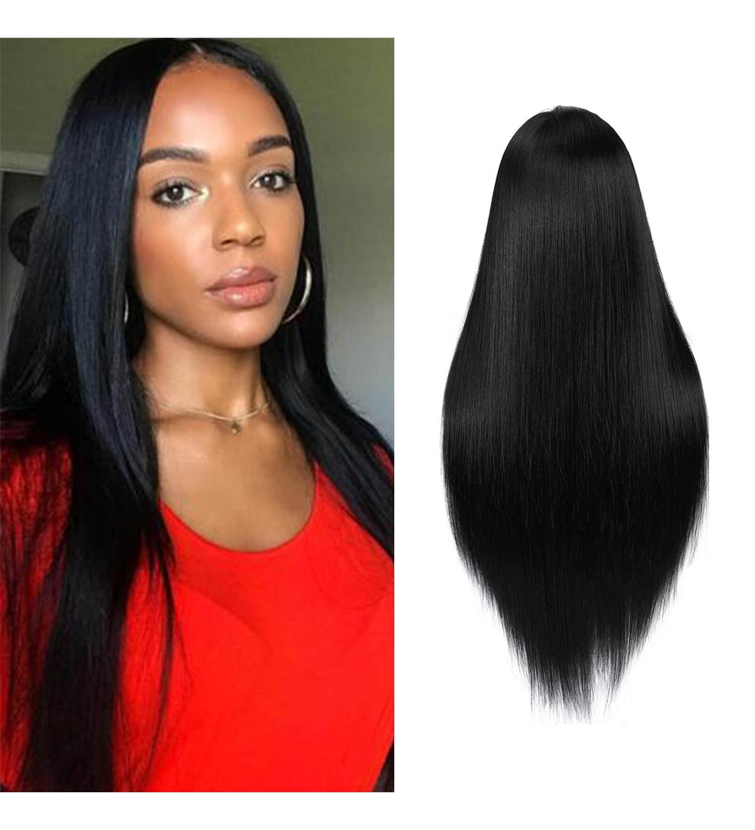 Trintion Black Wigs for Women | 65cm Middle Parting Long Hair Extensions | Natural Heat-Resistant Synthetic Wig - Buy Online on GoSupps.com