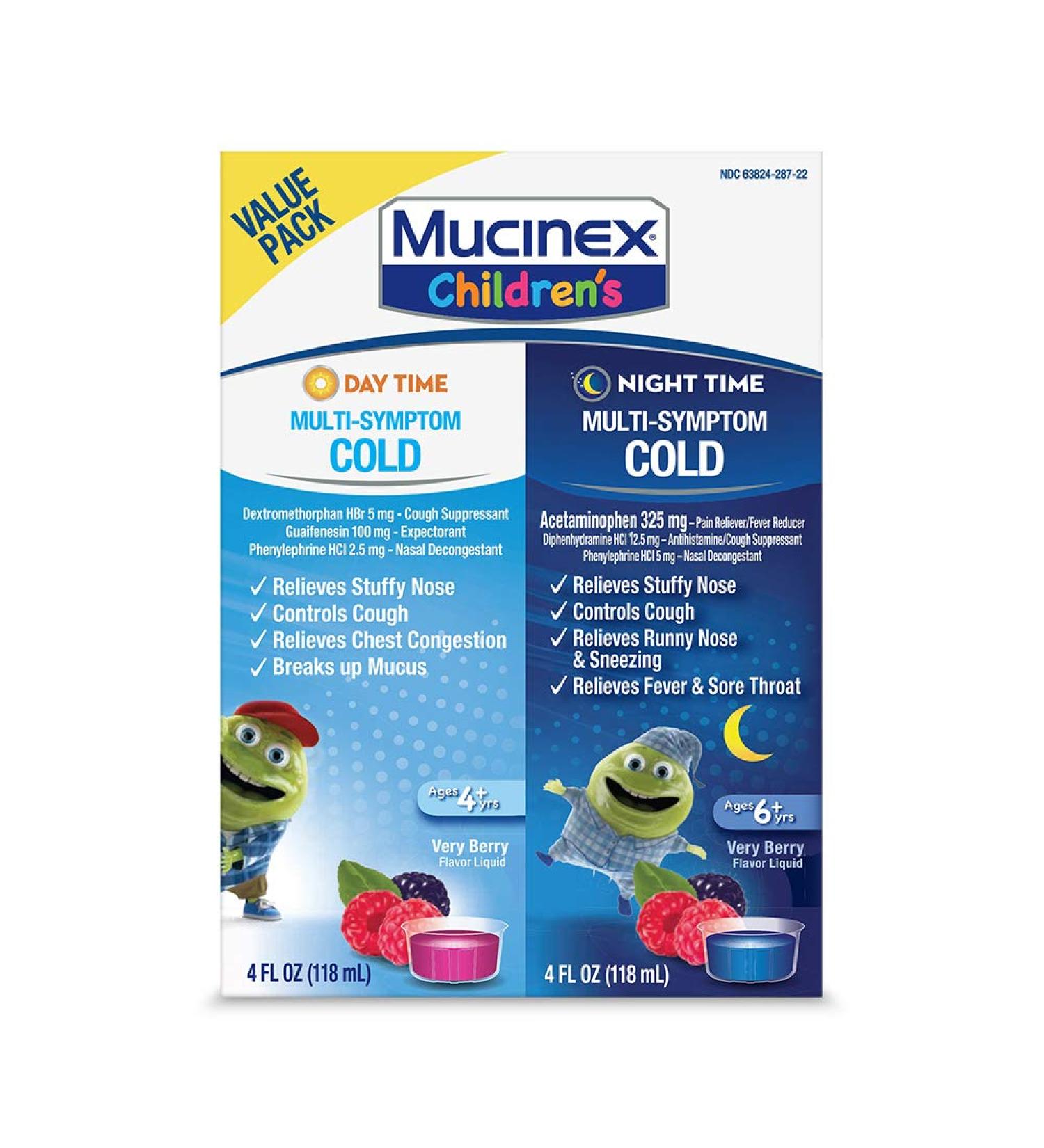 Mucinex Children's Day & Night Cold Relief Bundle - Very Berry Flavor (2 x 4 FL OZ) - Buy Online on GoSupps.com