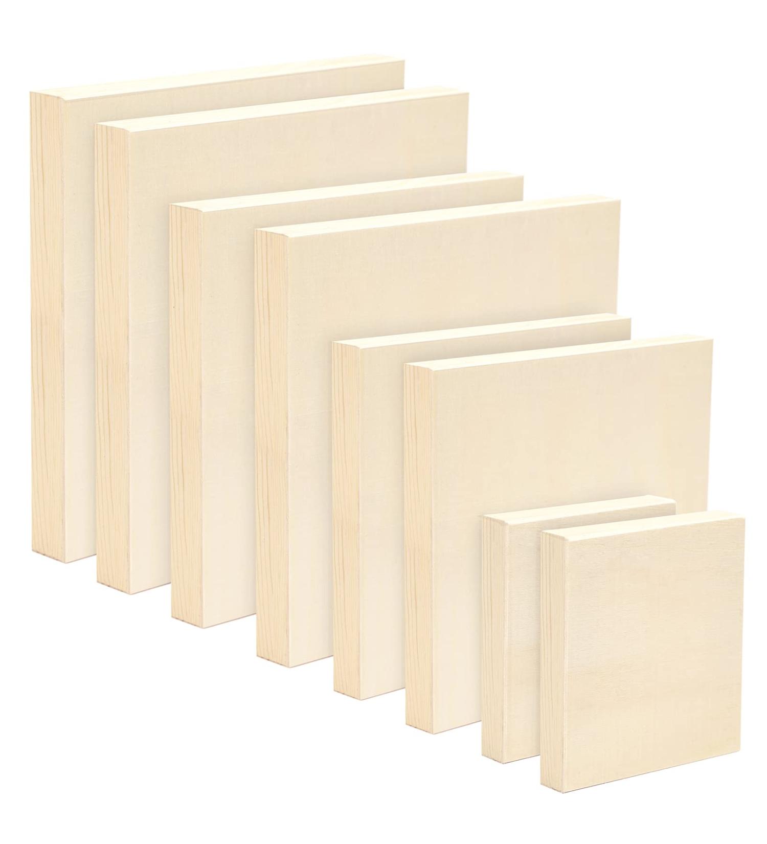 Pllieay 8Pack Wood Canvas Board Set - 4 Sizes Unfinished Cradled Painting Panels for Pouring Art Crafts - 5x7, 8x10, 9x12, 11x14 - Buy Online on GoSupps.com