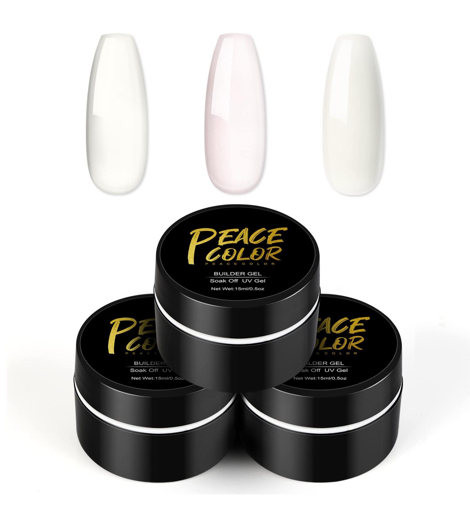 PEACECOLOR 3x15ml UV Gel Set - Pink Clear & White Building Gel | Nail Gel Set for Perfect Manicures | PE1038 - Buy Online on GoSupps.com