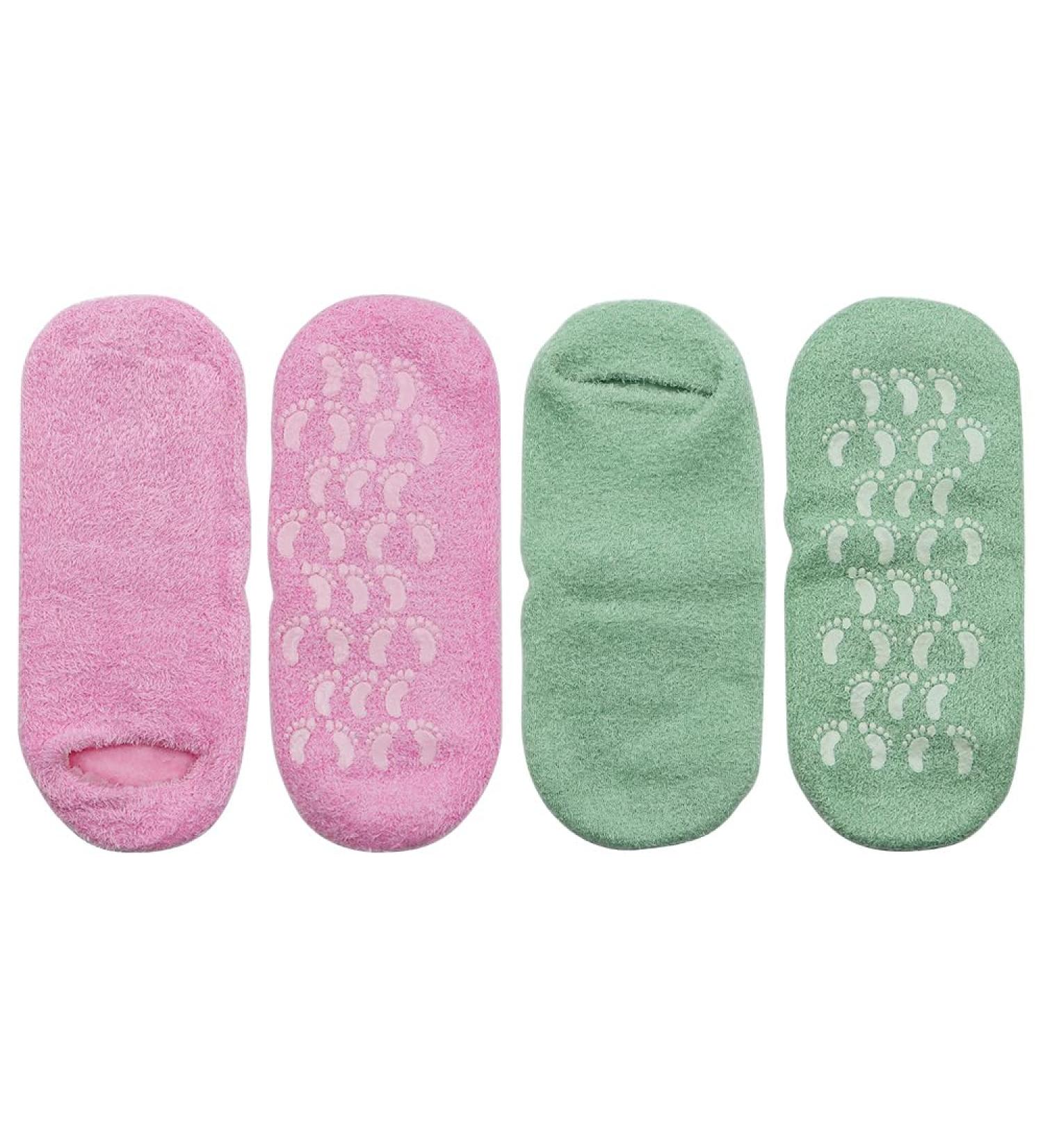 ieron 2 Pairs Soft Moisturizing Socks Gel Lining Can Infused with Essential Oils and Vitamins for Dry Hard Cracked Skin Moisturizing Day Night Care Skin (Blue Pink) - Buy Online on GoSupps.com