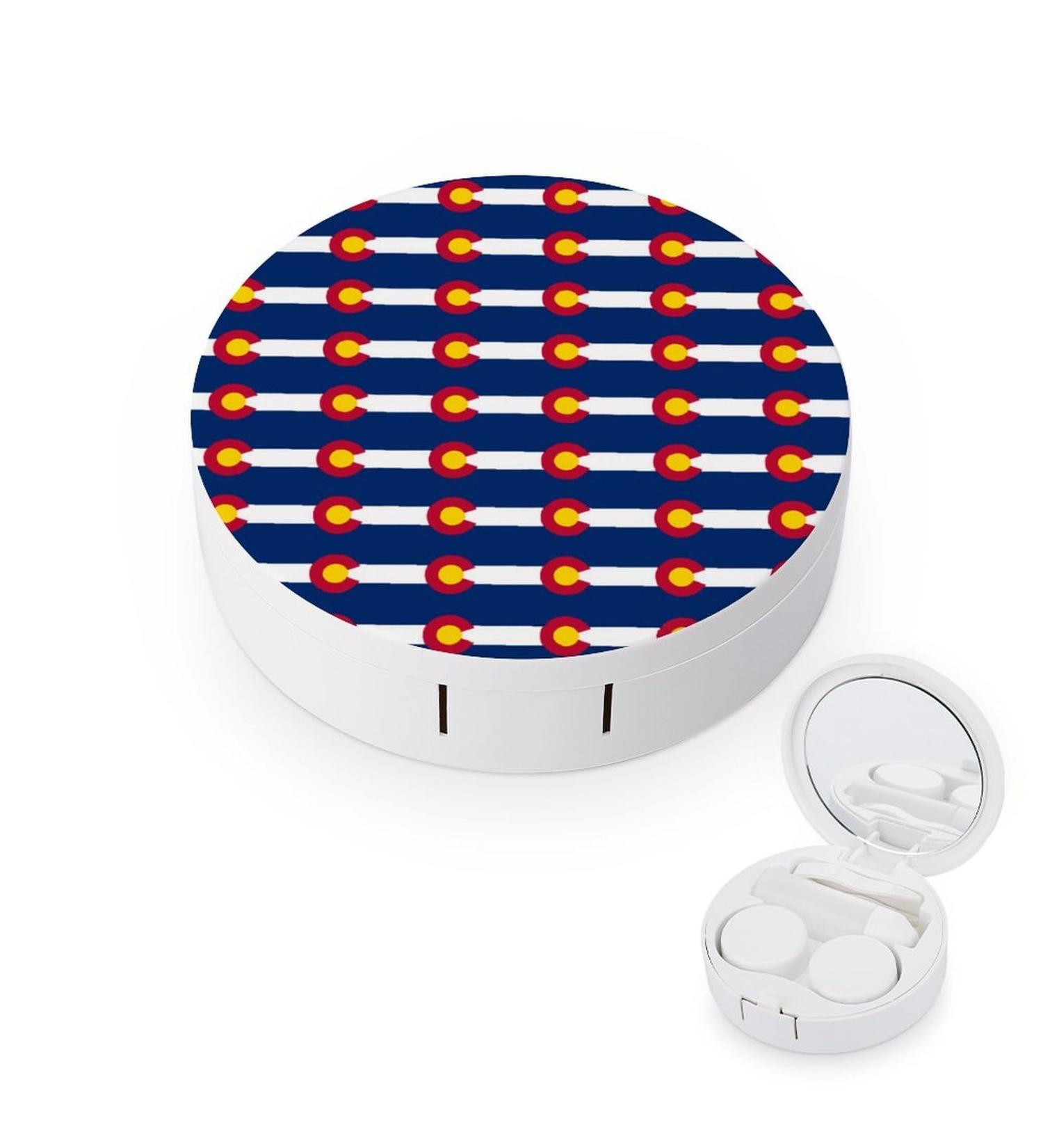 Colorado State Flag Contact Lens Case - Cute Portable & Travel-Friendly Kit with Mirror for Daily Use - Buy Online on GoSupps.com