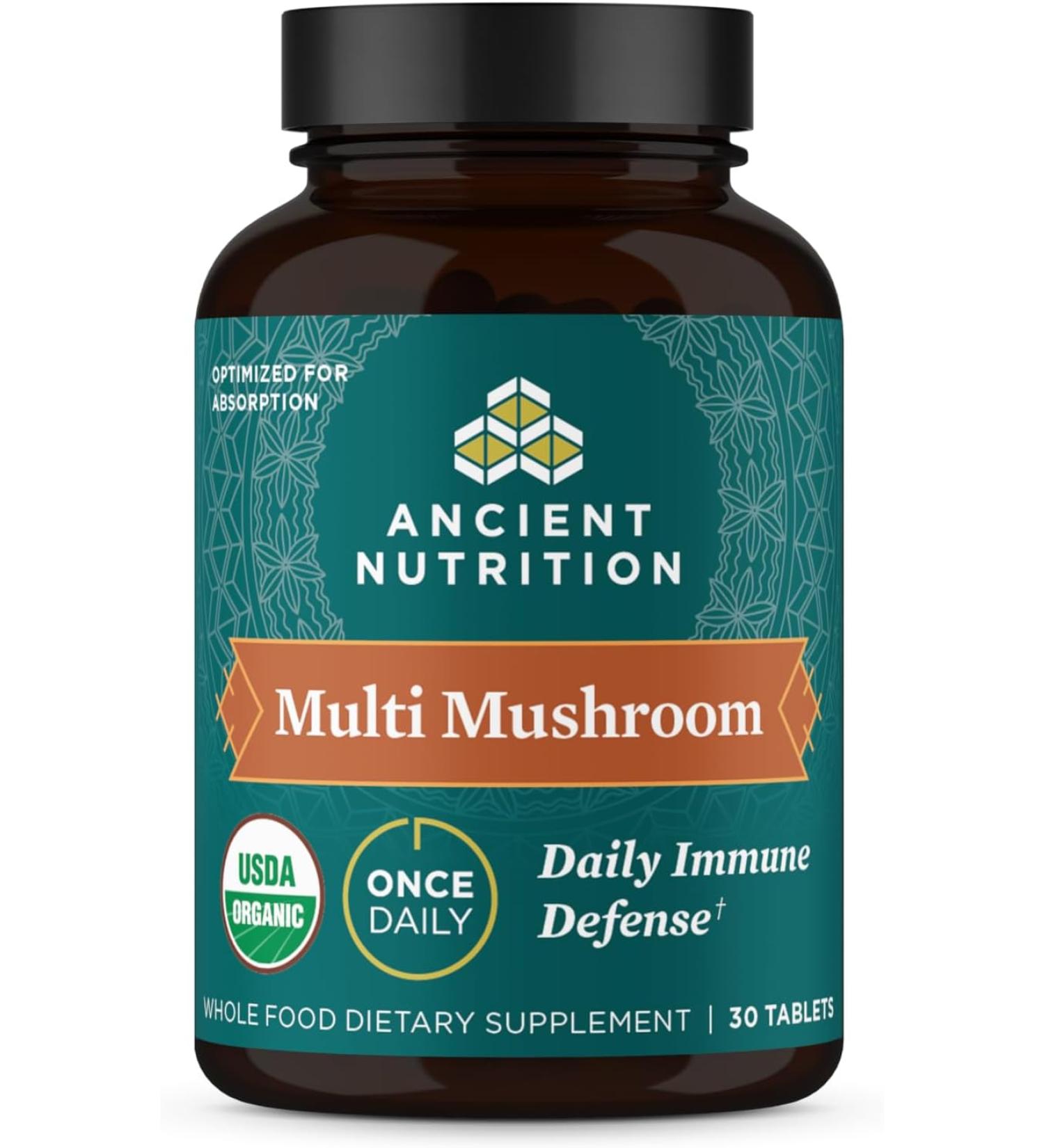 Ancient Nutrition Mushroom Supplement Organic Multi Mushroom Immune Support Gluten Free Stress Response 30 Tablets - Buy Online on GoSupps.com