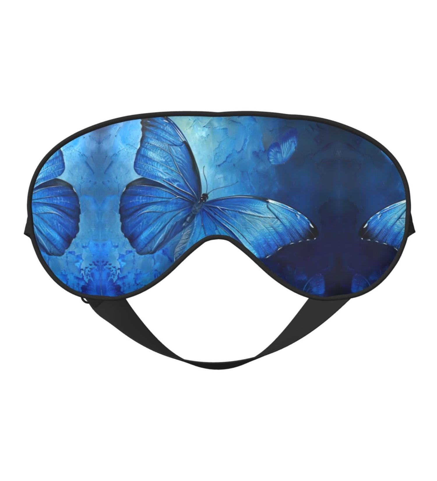 Blue Butterfly Print Eye Mask - Ultra-Soft Light-Blocking for Comfort & Restful Sleep | International Shipping - Buy Online on GoSupps.com