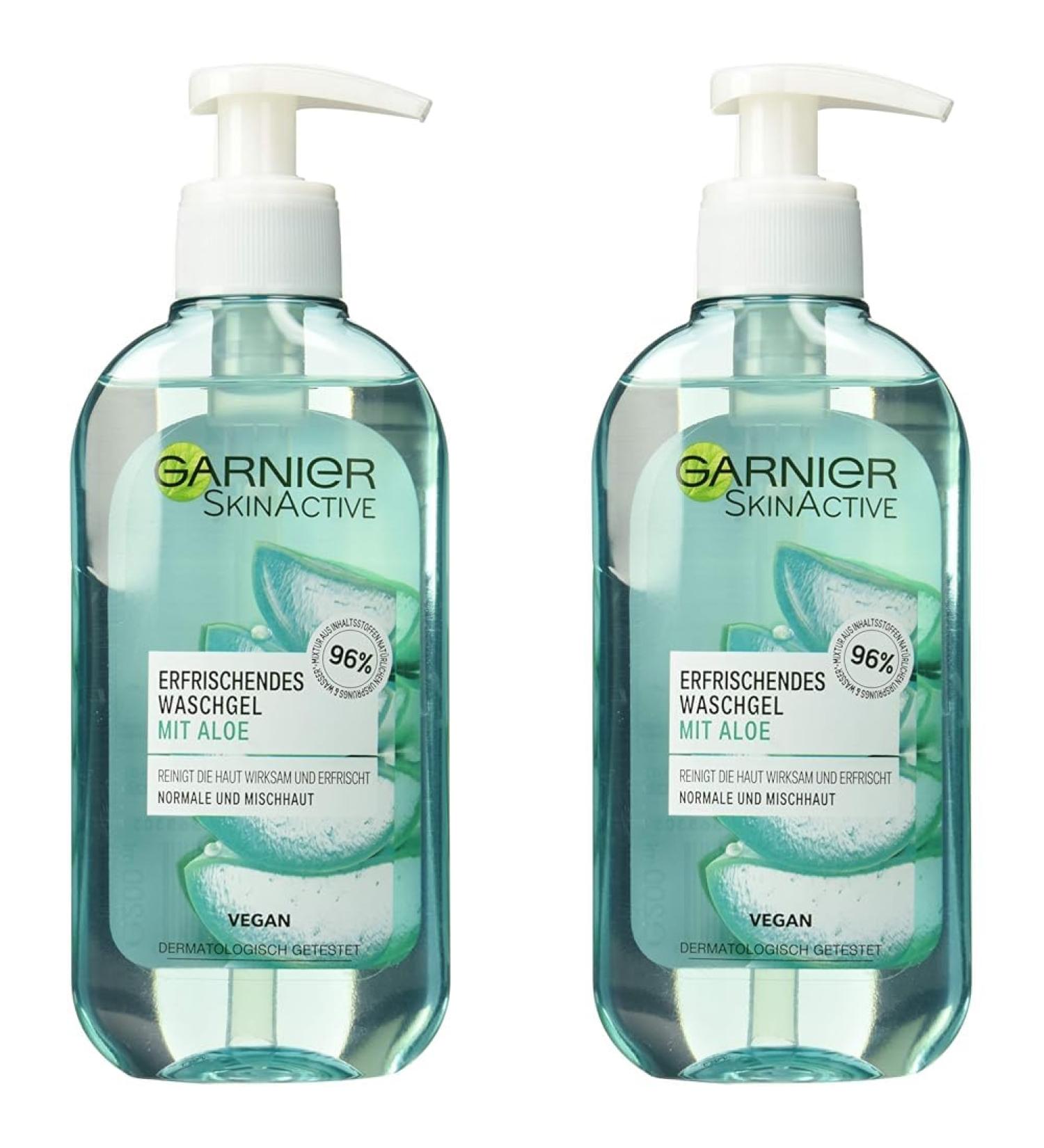 Garnier SkinActive Cleansing Gel with Aloe Extract | 200ml (Pack of 2) | Ideal for Normal & Combination Skin - International Shipping - Buy Online on GoSupps.com