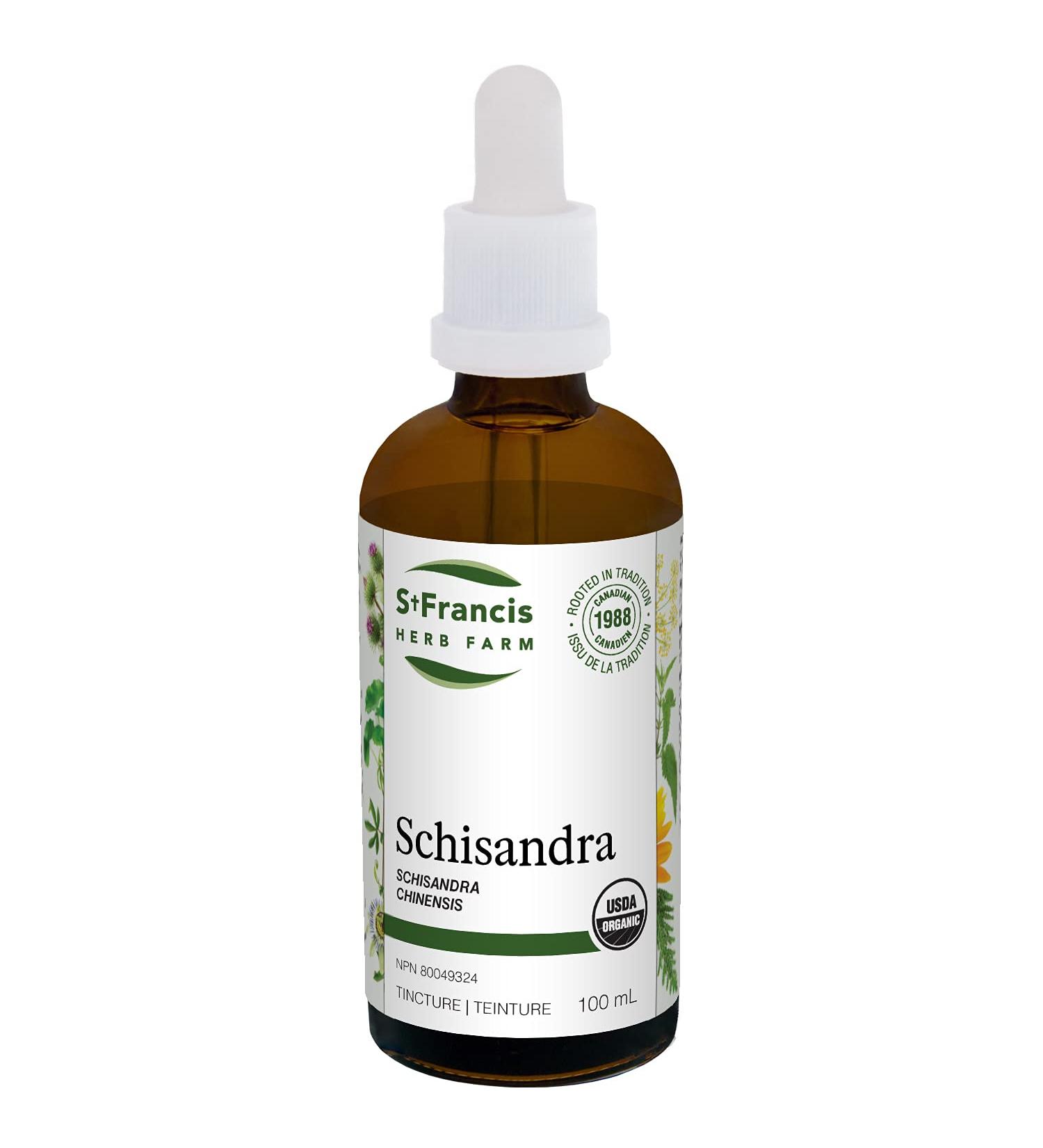 St. Francis Herb Farm Schisandra Herbal Tincture Liquid | Used as an Adaptogen for Mental & Physical Fatigue | Supports the Immune System | Organic | Non-GMO | Lactose-Free | (100ml) 100 ml (Pack of 1) - Buy Online on GoSupps.com