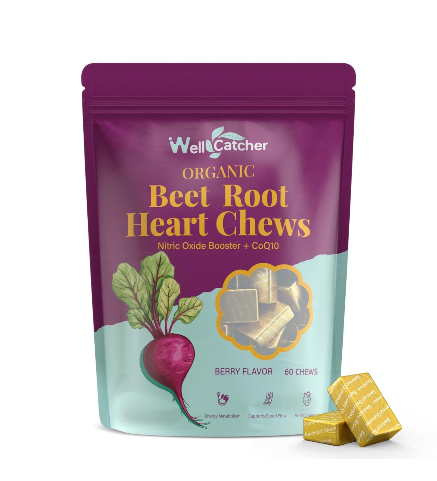 Organic Beet Root Chews Supplements: Beet Soft Chews for Women Men Support Blood & Heart Health Nitric Oxide Boost with Grape Seed Extract CoQ10, Beet Root Gummies Vegan Non-GMO Berry Flavor 60CT - Buy Online on GoSupps.com