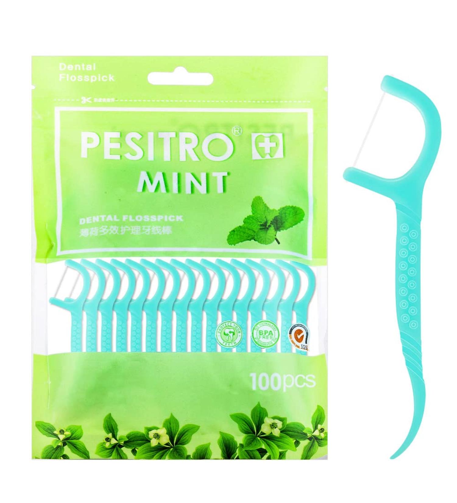 100 Pcs Disposable Dental Floss Picks - Interdental Cleaning Tool for Travel, Home & Office - Blue - Buy Online on GoSupps.com