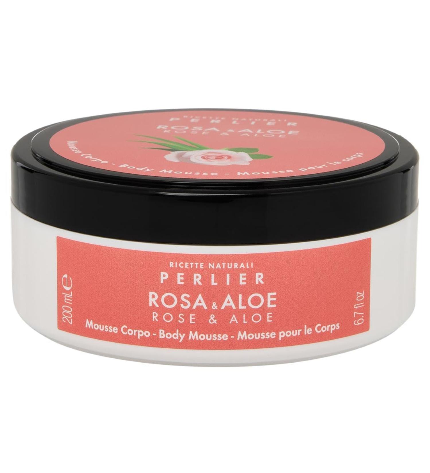 Perlier Rose and Aloe Body Mousse Hydrating Skin Moisturizer with Coconut Oil 6.7 oz - Buy Online on GoSupps.com