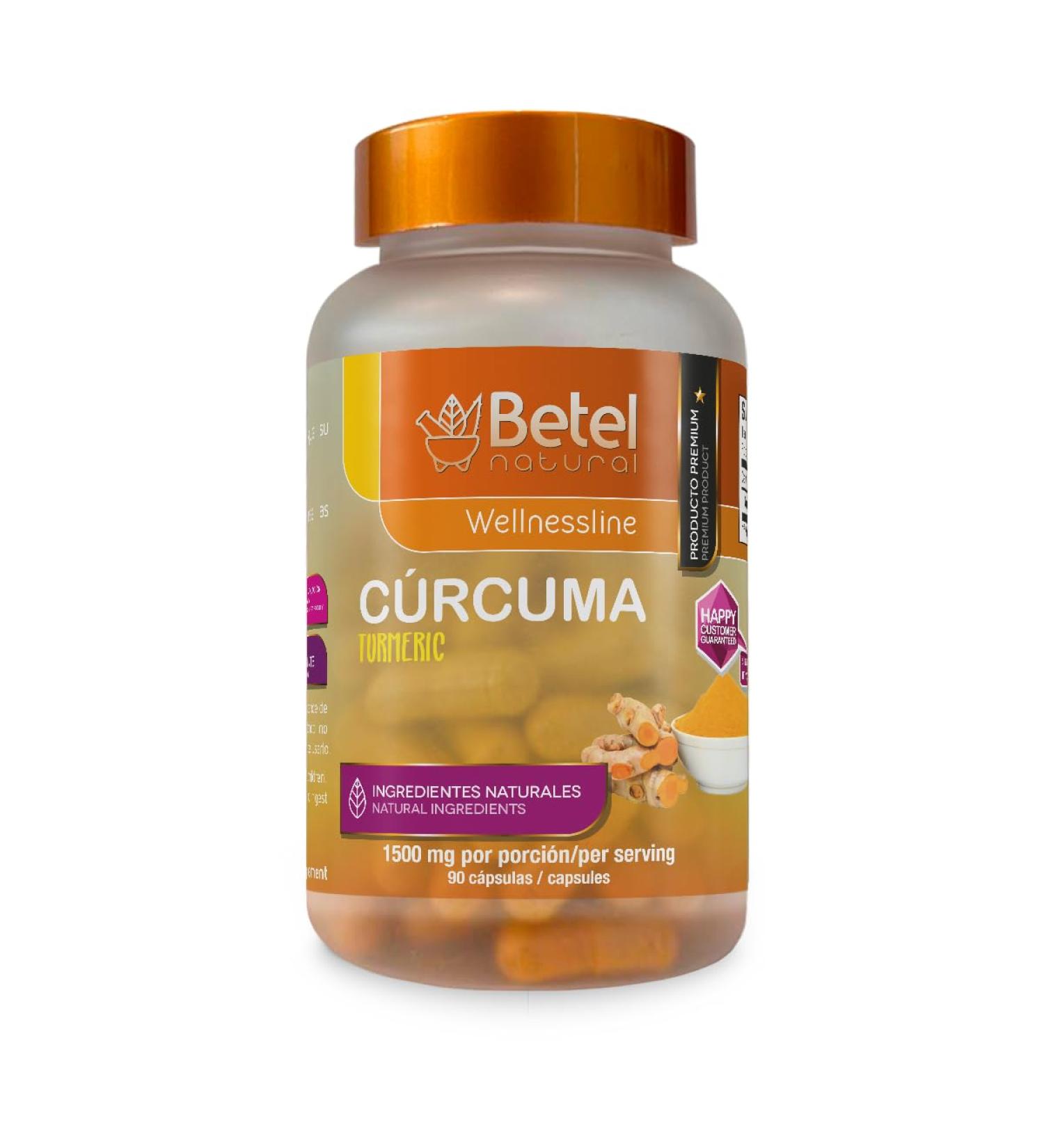 Betel Natural Premium Curcuma Turmeric Capsules 1500 mg per Serving - 90 Capsules