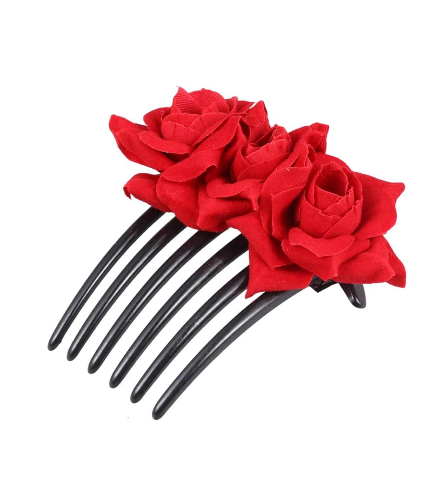 Didiseaon 1pc Red Rose Hair Comb Pearl Hair Pin Red Rose Flower Hair Comb The Rose for Women Floral Comb Hair Combs for Women Barrettes for Women Bride Wedding Headgear - Buy Online on GoSupps.com
