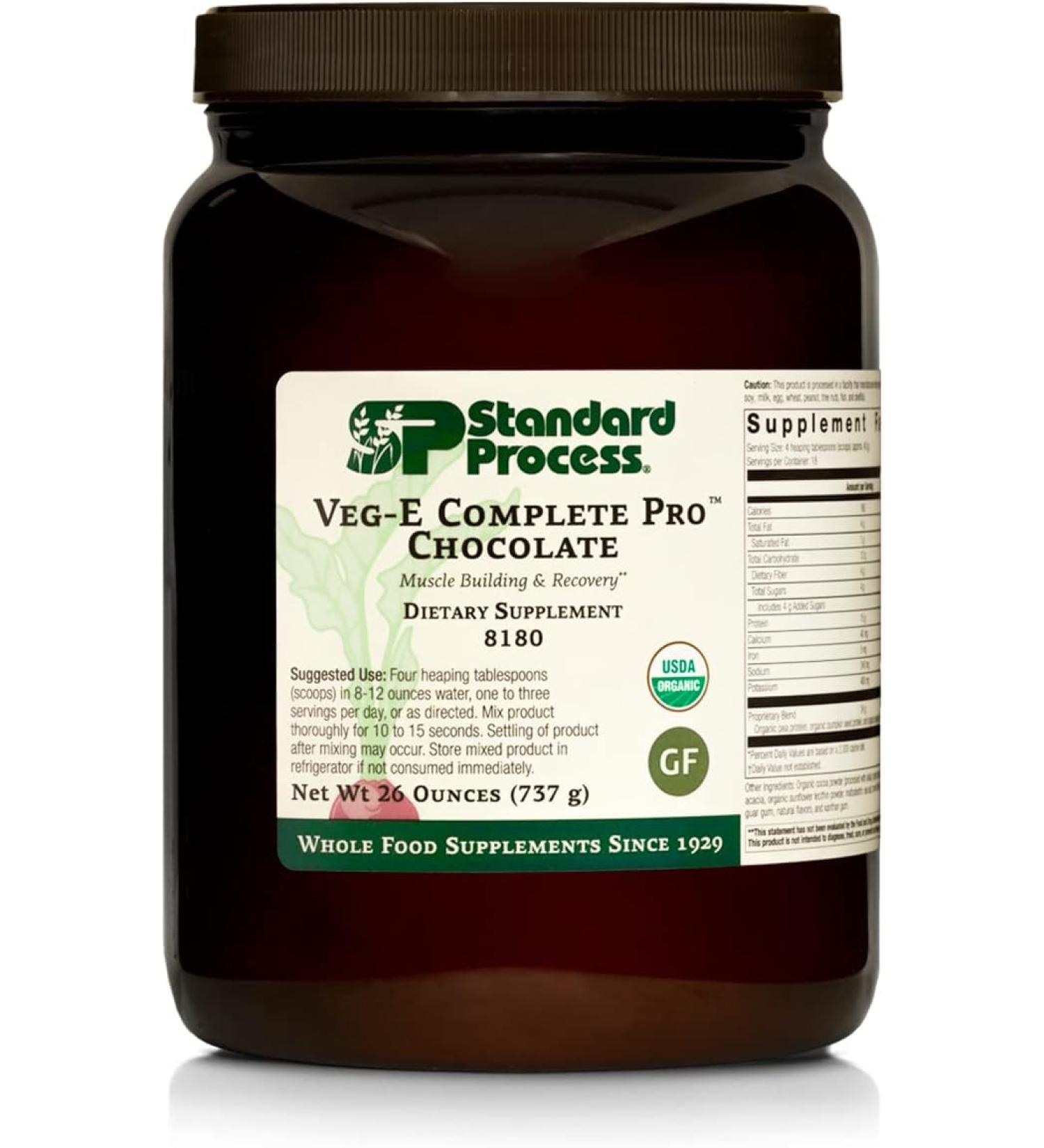 Standard Process Veg-E Complete Pro Chocolate - Whole Food Protein Powder for Nail, Hair, and Skin Health - 26 oz - Buy Online on GoSupps.com