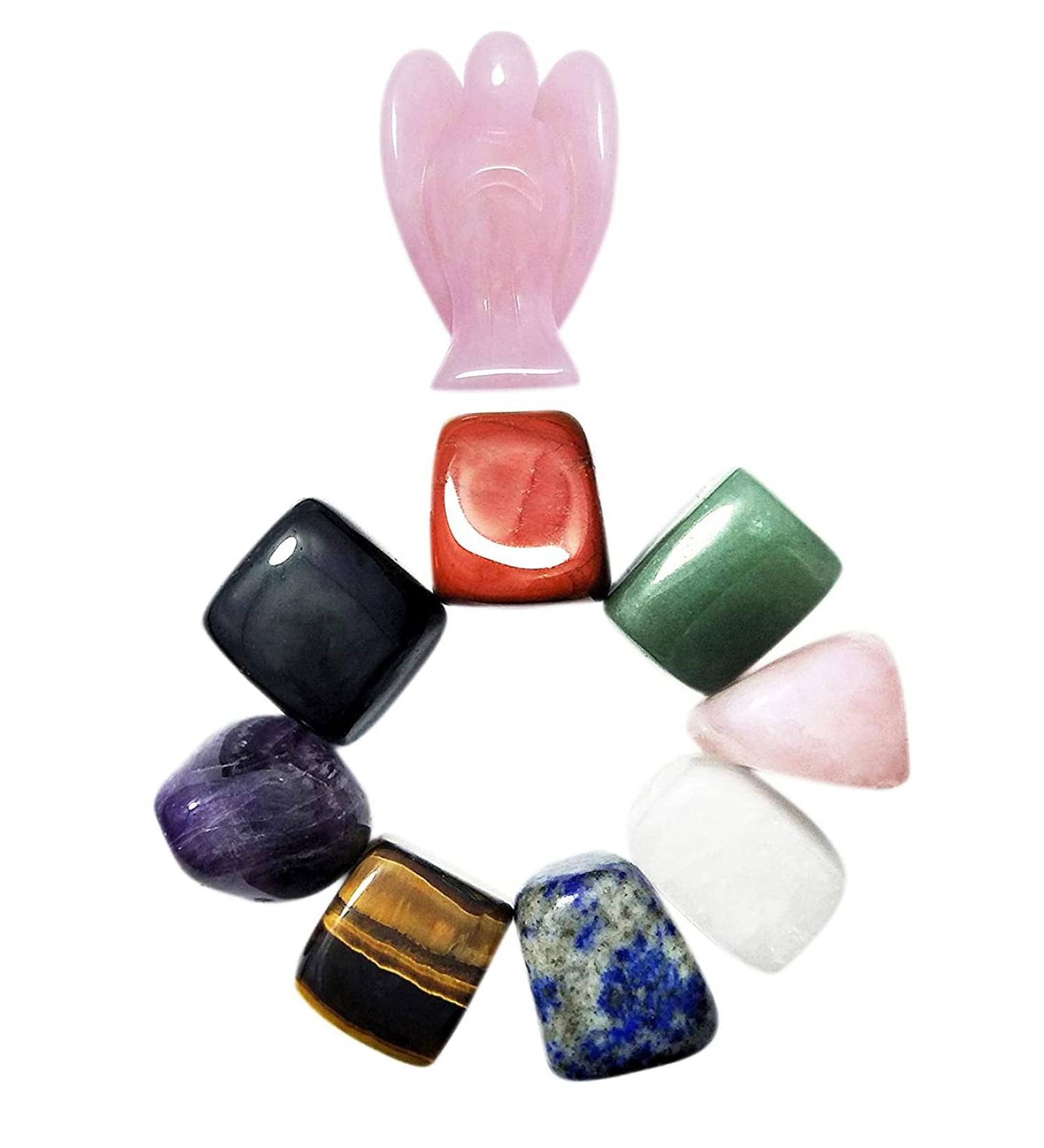Natural Healing Crystal Chakra Stones Set for Chakra Healing and Relaxation - Rose Angel & Chakra Stones for Meditation and Decor - Buy Online on GoSupps.com